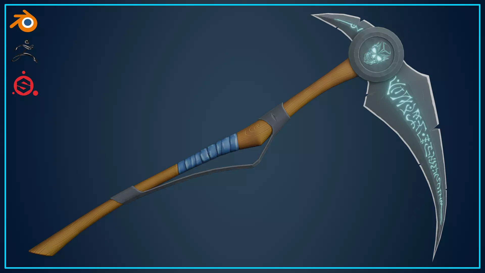 Stylized Scythe Weapon Low-poly 3D model