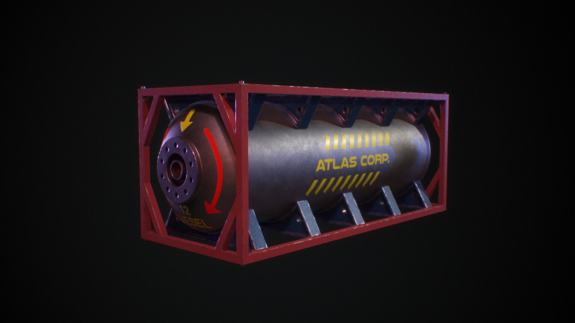 Gas Tank Low-poly 3D model_2