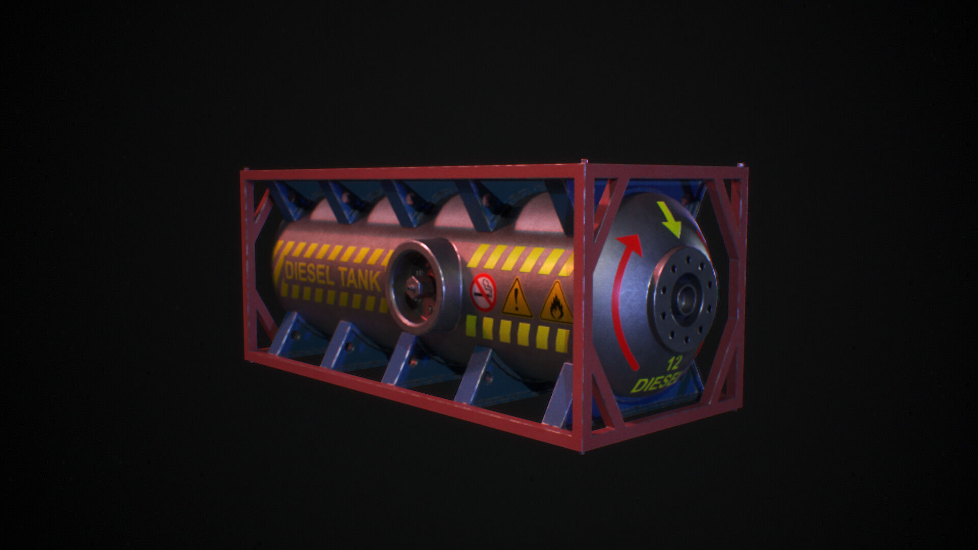 Gas Tank Low-poly 3D model_4