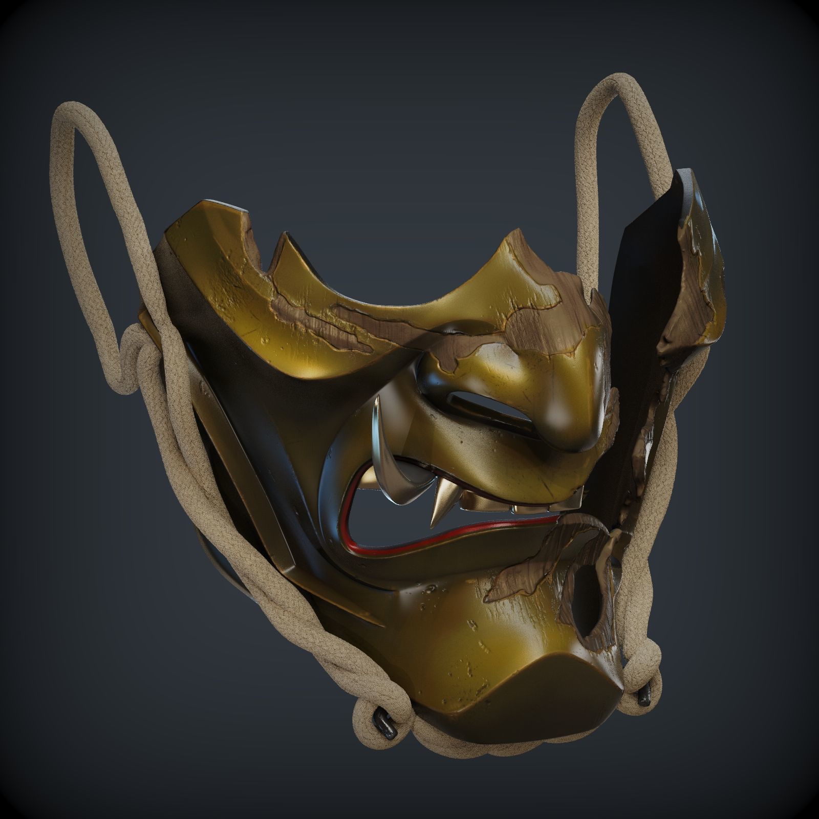 GHOST OF TSUSHIMA Guardians Scowl mask for 3d print 3D print model_12
