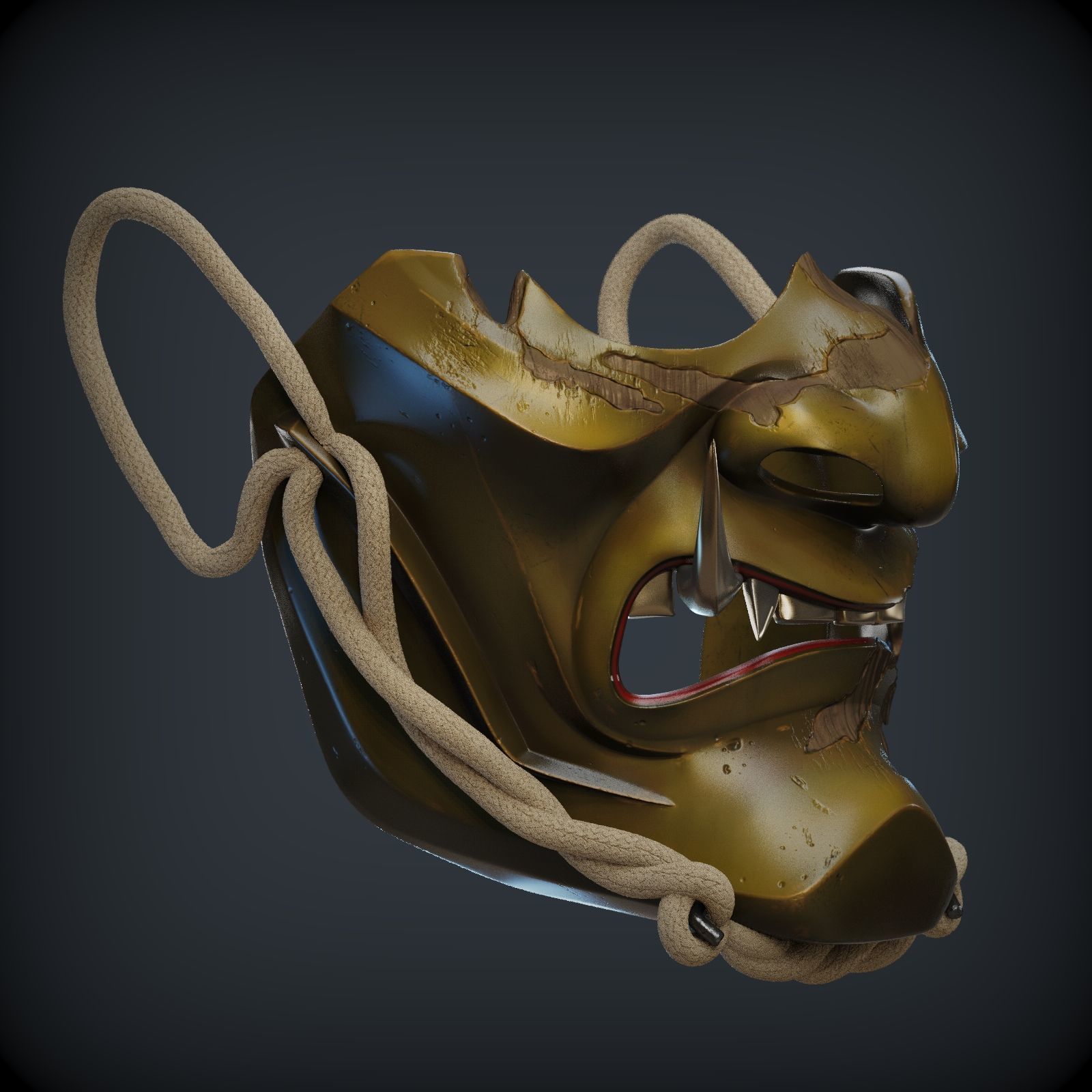 GHOST OF TSUSHIMA Guardians Scowl mask for 3d print 3D print model_16