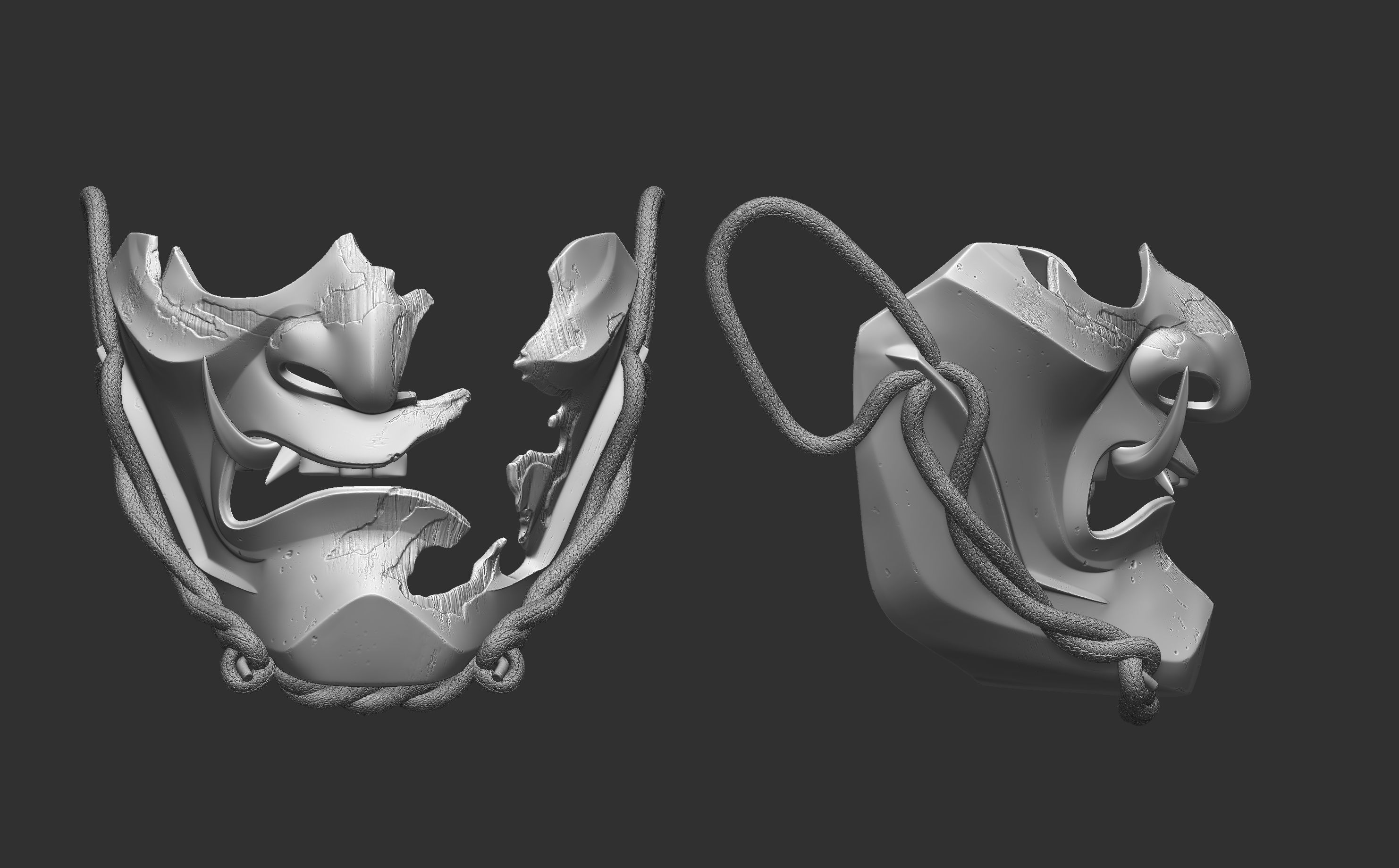 GHOST OF TSUSHIMA Guardians Scowl mask for 3d print 3D print model_24