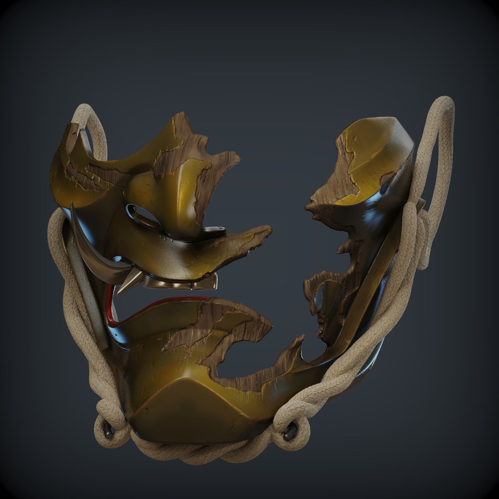 GHOST OF TSUSHIMA Guardians Scowl mask for 3d print 3D print model_3