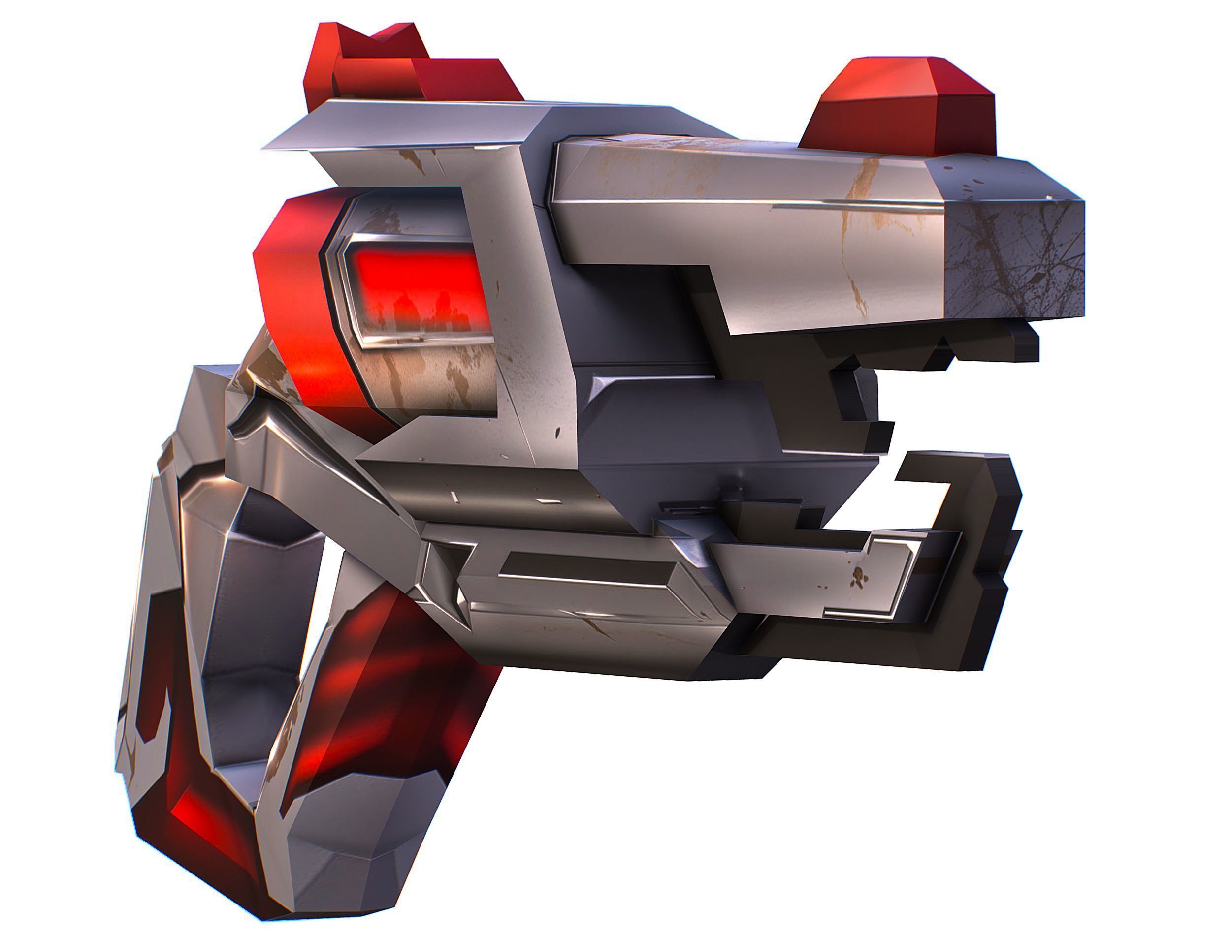 Cartoon Sci-Fi Cyborg Drone Heavy Machine Gunner Low-poly 3D model_40