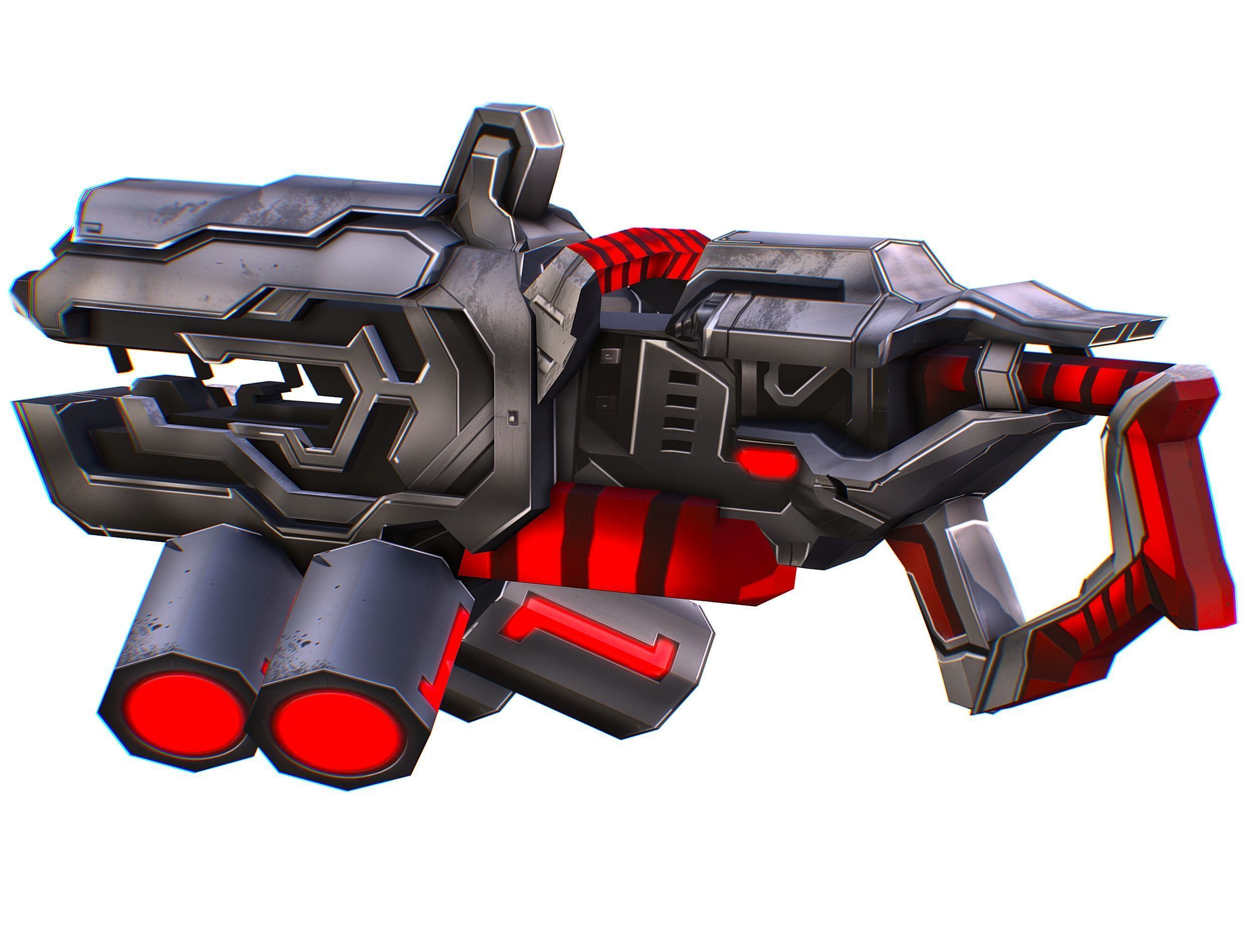 Cartoon Sci-Fi Cyborg Drone Heavy Machine Gunner Low-poly 3D model_72