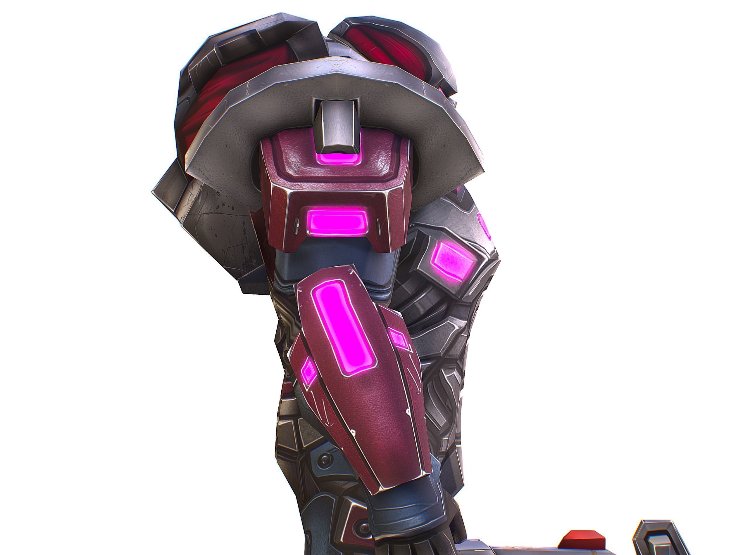 Cartoon Sci-Fi Cyborg Drone Heavy Machine Gunner Low-poly 3D model_31