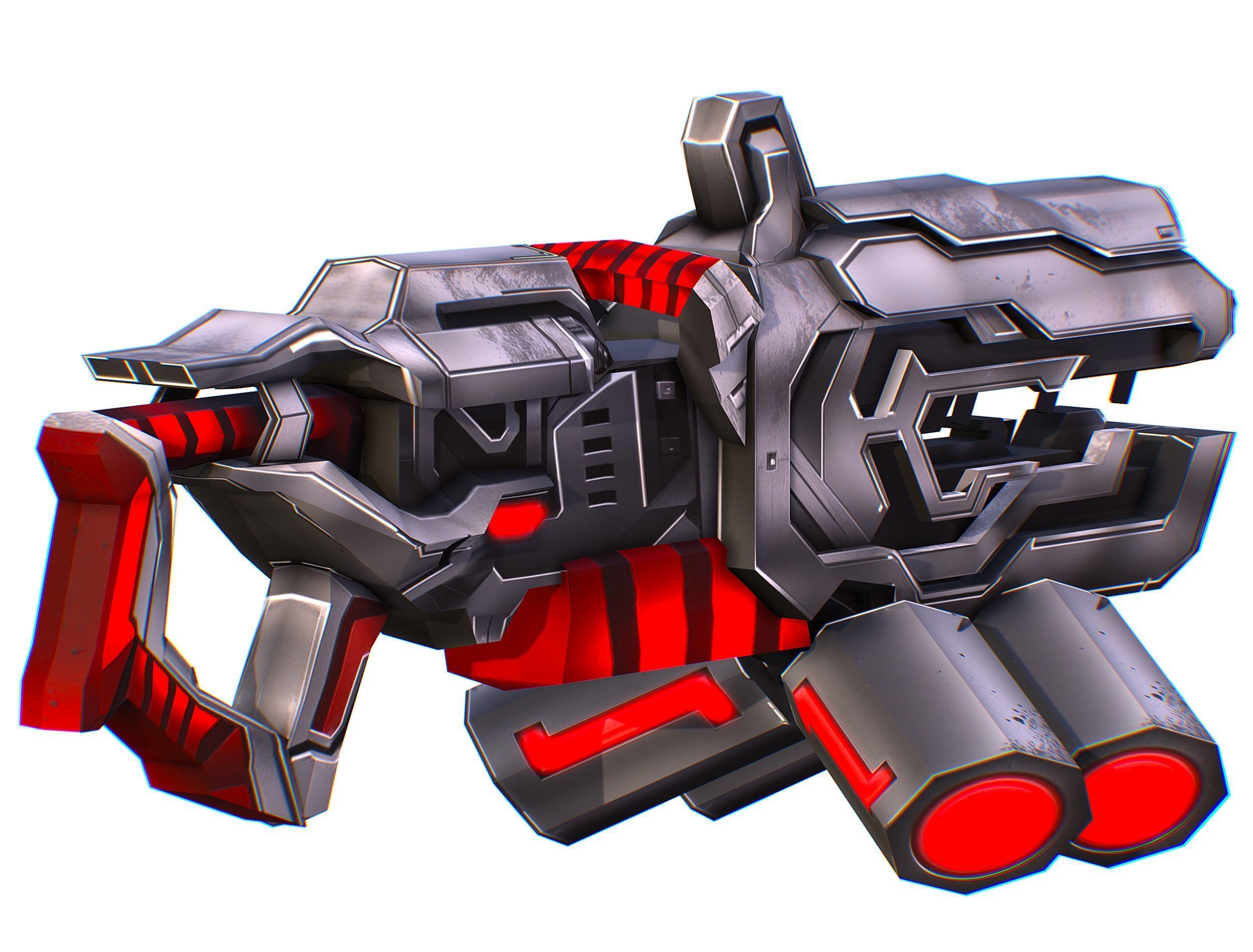 Cartoon Sci-Fi Cyborg Drone Heavy Machine Gunner Low-poly 3D model_78