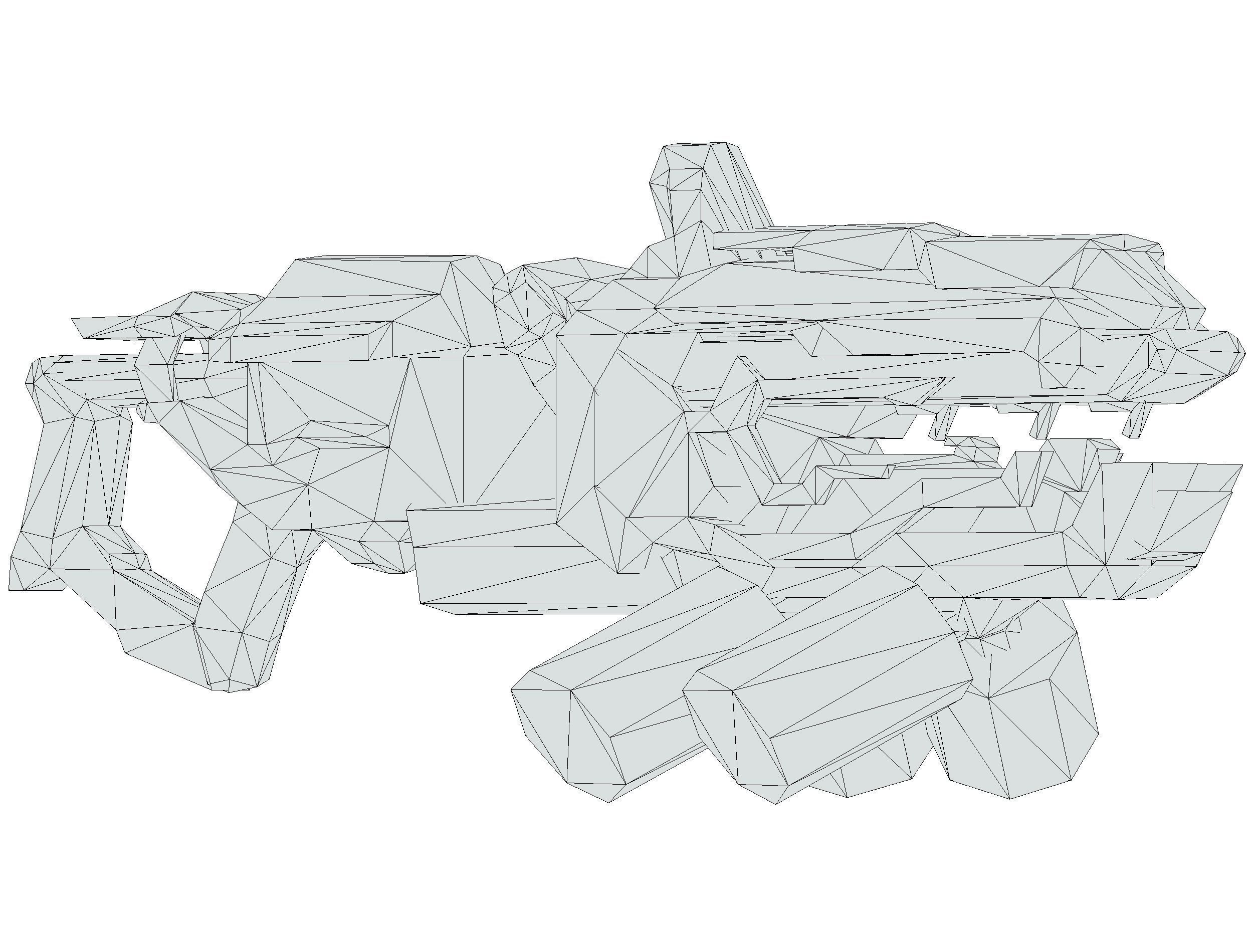 Cartoon Sci-Fi Cyborg Drone Heavy Machine Gunner Low-poly 3D model_84