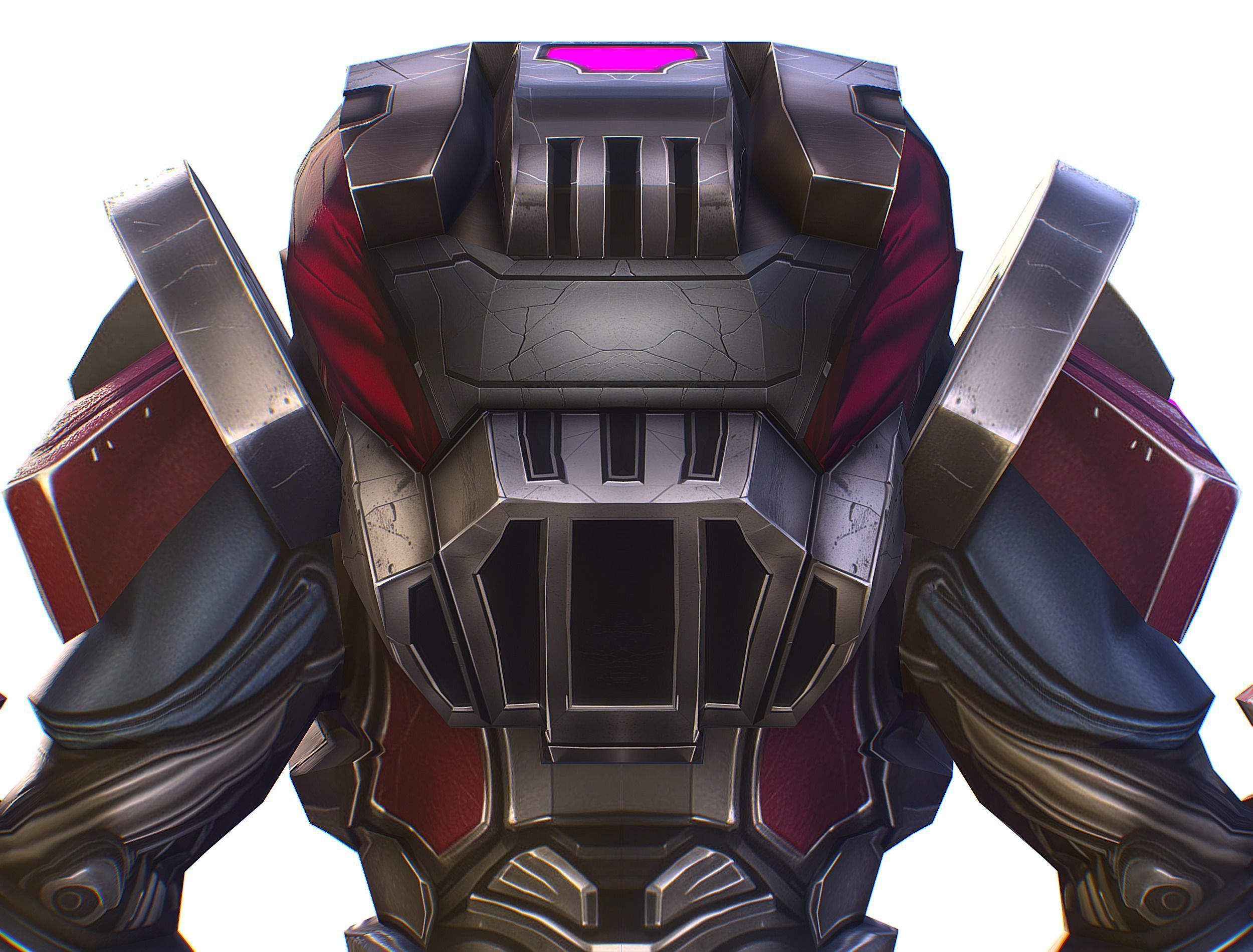 Cartoon Sci-Fi Cyborg Drone Heavy Machine Gunner Low-poly 3D model_25