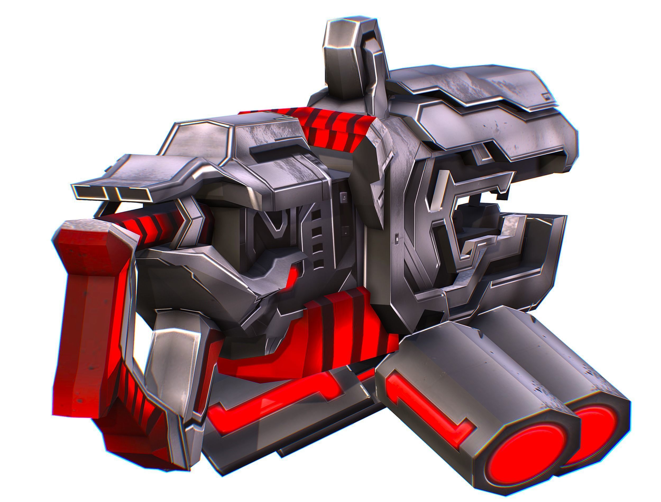 Cartoon Sci-Fi Cyborg Drone Heavy Machine Gunner Low-poly 3D model_77