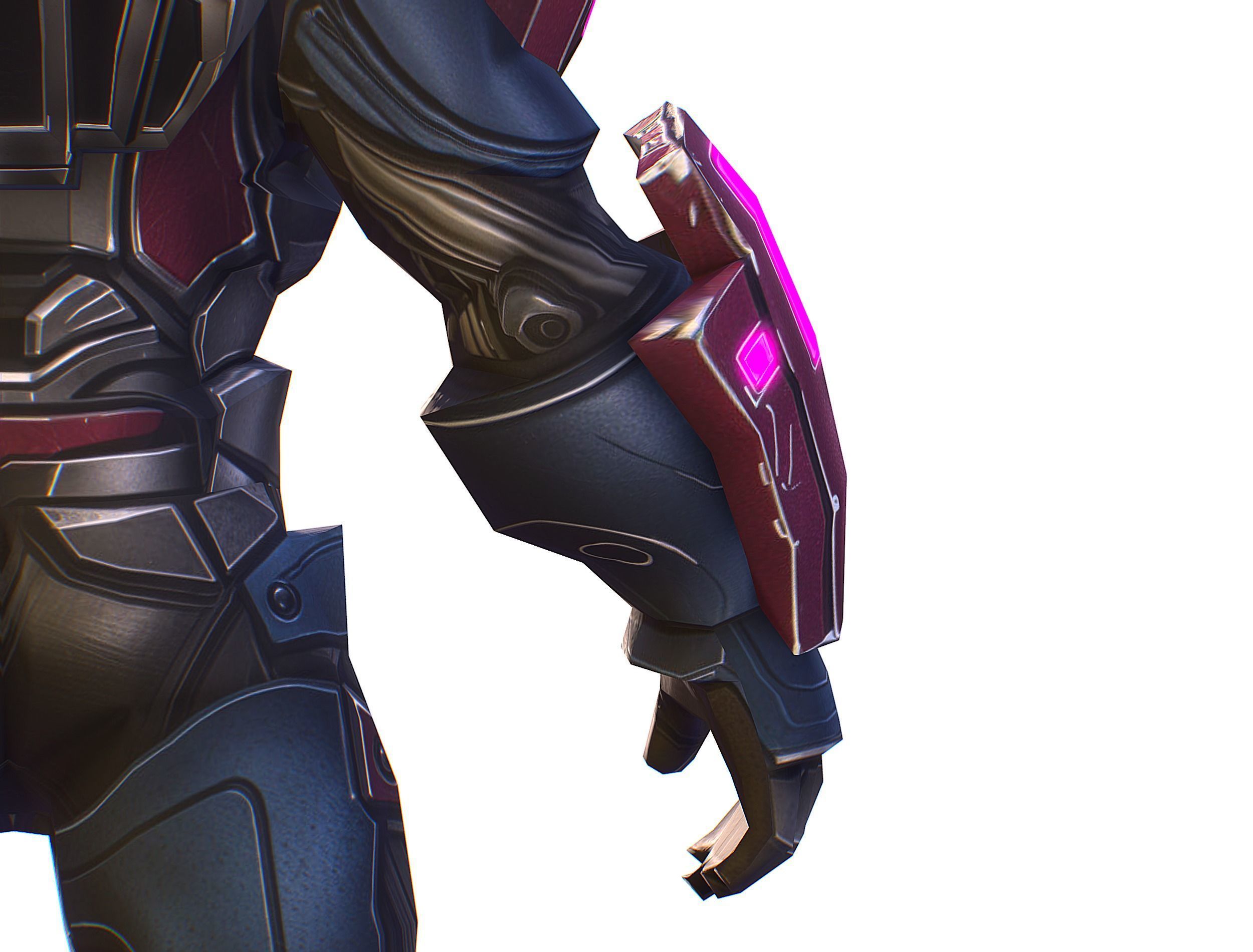 Cartoon Sci-Fi Cyborg Drone Heavy Machine Gunner Low-poly 3D model_28