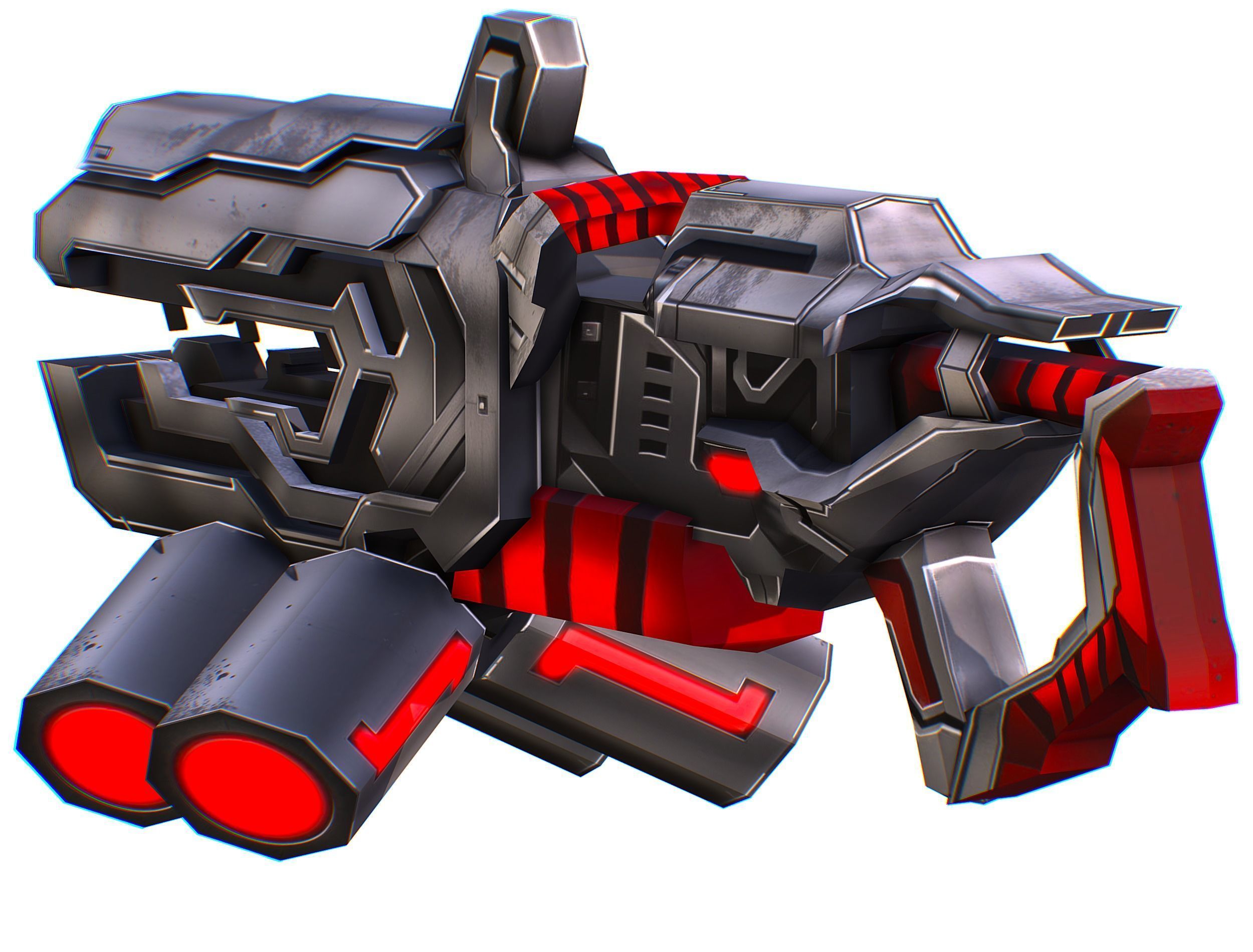 Cartoon Sci-Fi Cyborg Drone Heavy Machine Gunner Low-poly 3D model_73