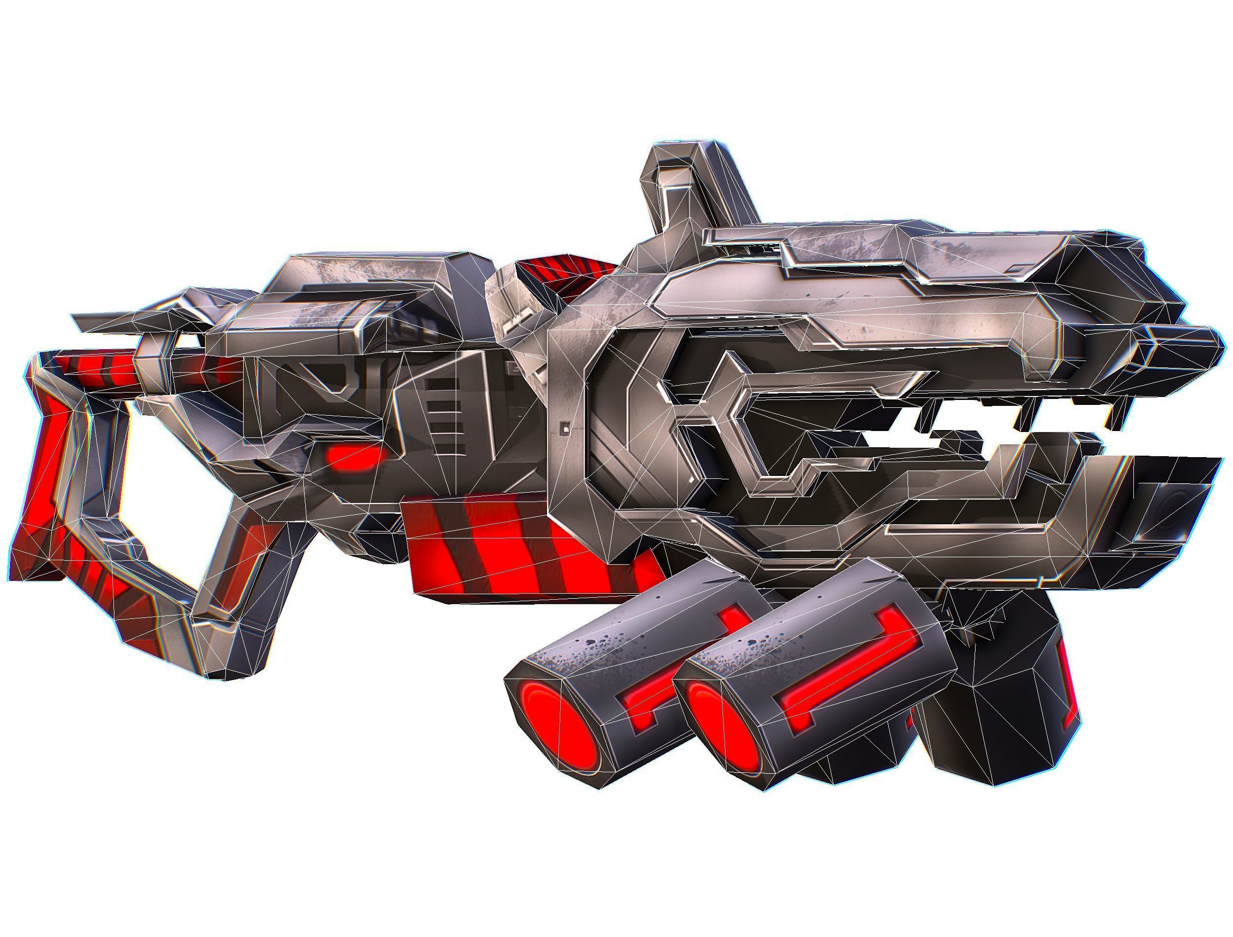 Cartoon Sci-Fi Cyborg Drone Heavy Machine Gunner Low-poly 3D model_81