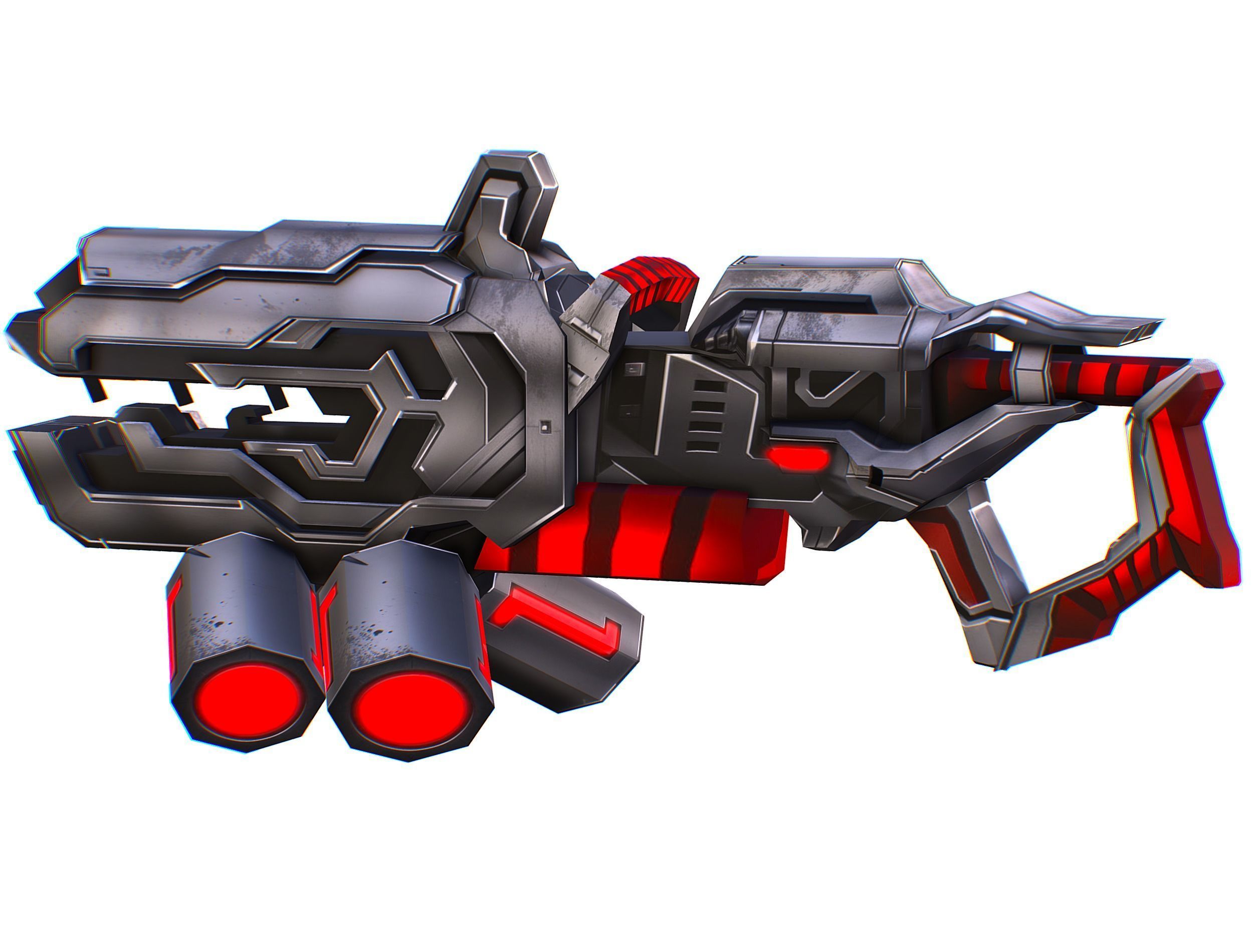 Cartoon Sci-Fi Cyborg Drone Heavy Machine Gunner Low-poly 3D model_71