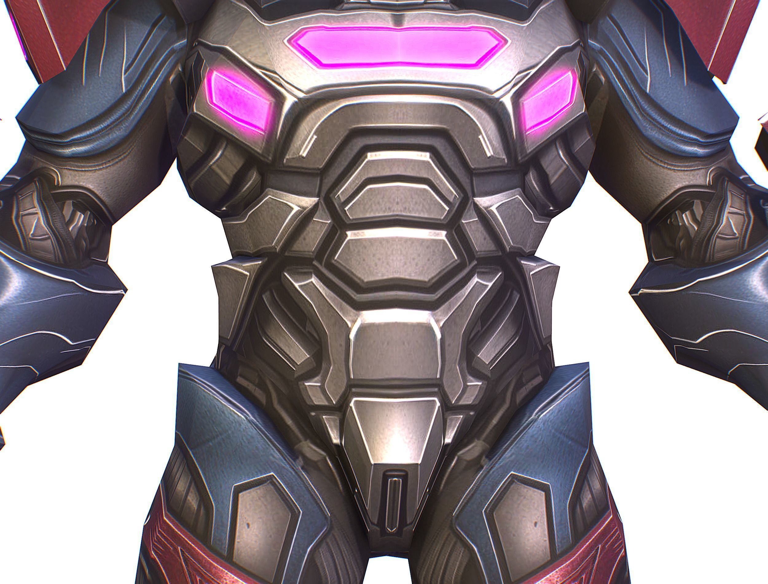 Cartoon Sci-Fi Cyborg Drone Heavy Machine Gunner Low-poly 3D model_20