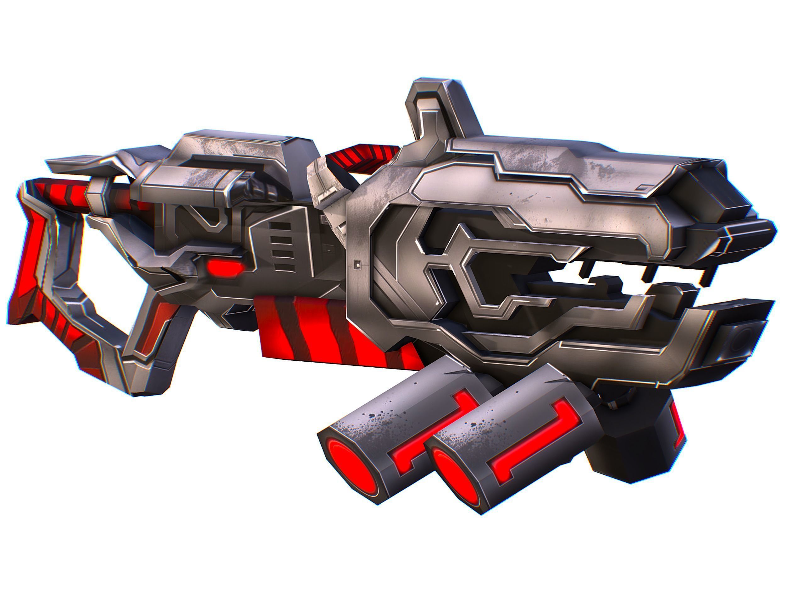 Cartoon Sci-Fi Cyborg Drone Heavy Machine Gunner Low-poly 3D model_61