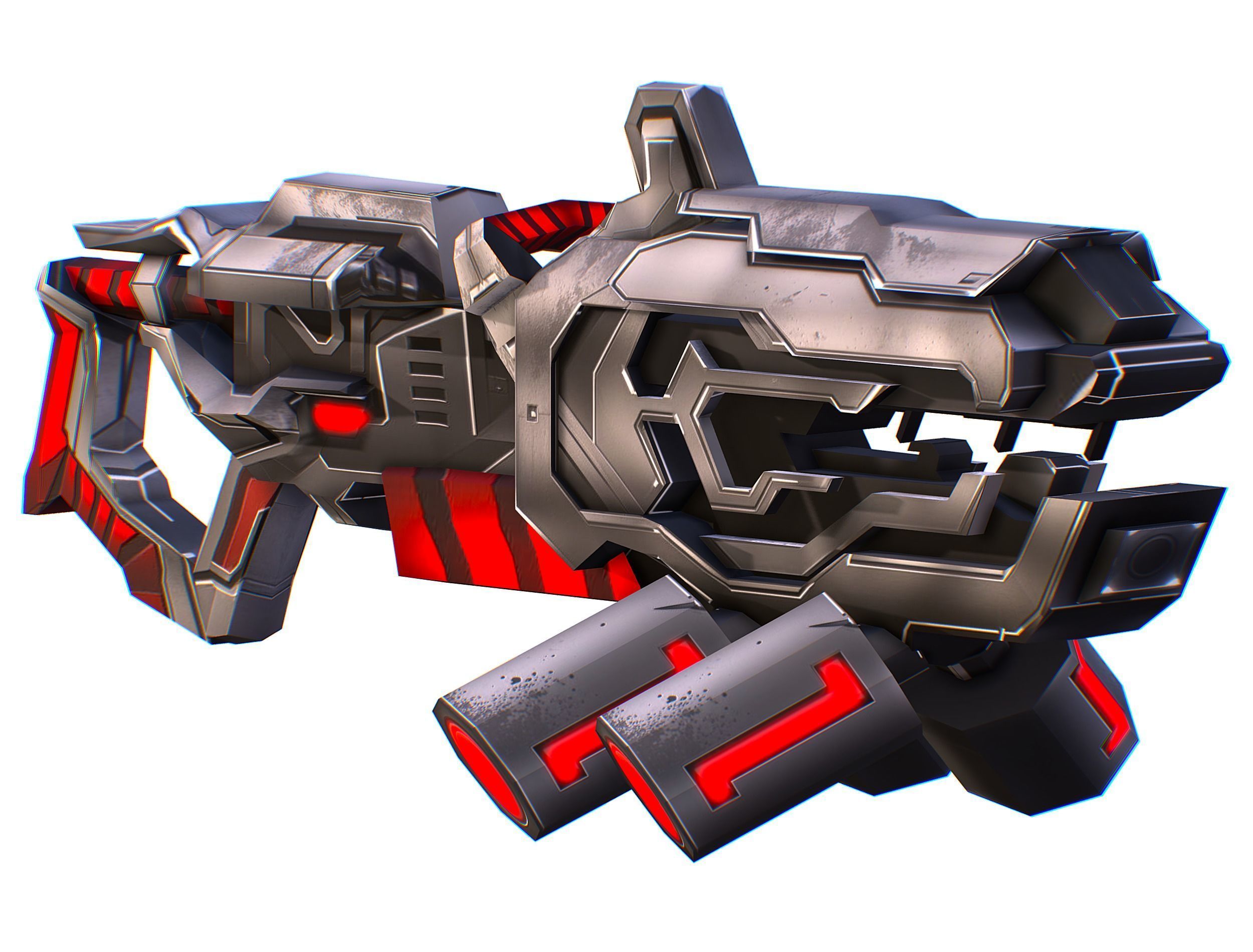 Cartoon Sci-Fi Cyborg Drone Heavy Machine Gunner Low-poly 3D model_62