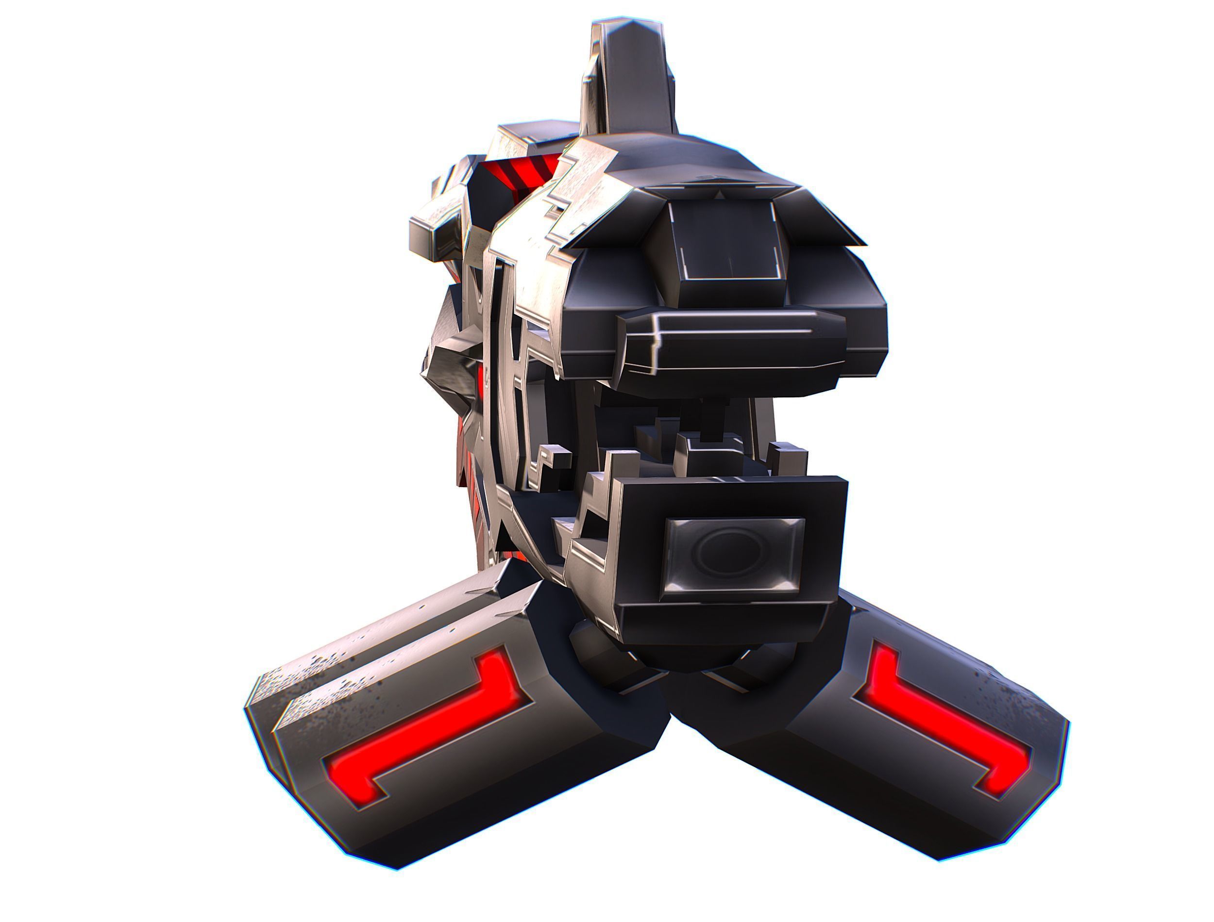 Cartoon Sci-Fi Cyborg Drone Heavy Machine Gunner Low-poly 3D model_65