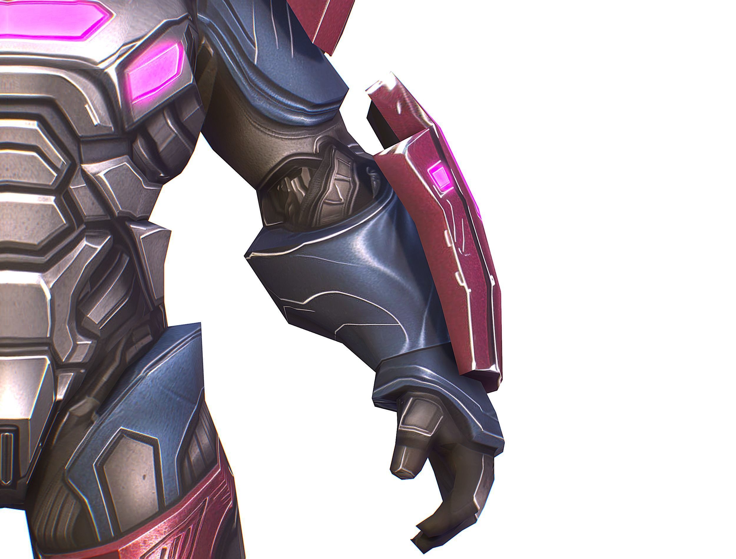 Cartoon Sci-Fi Cyborg Drone Heavy Machine Gunner Low-poly 3D model_22