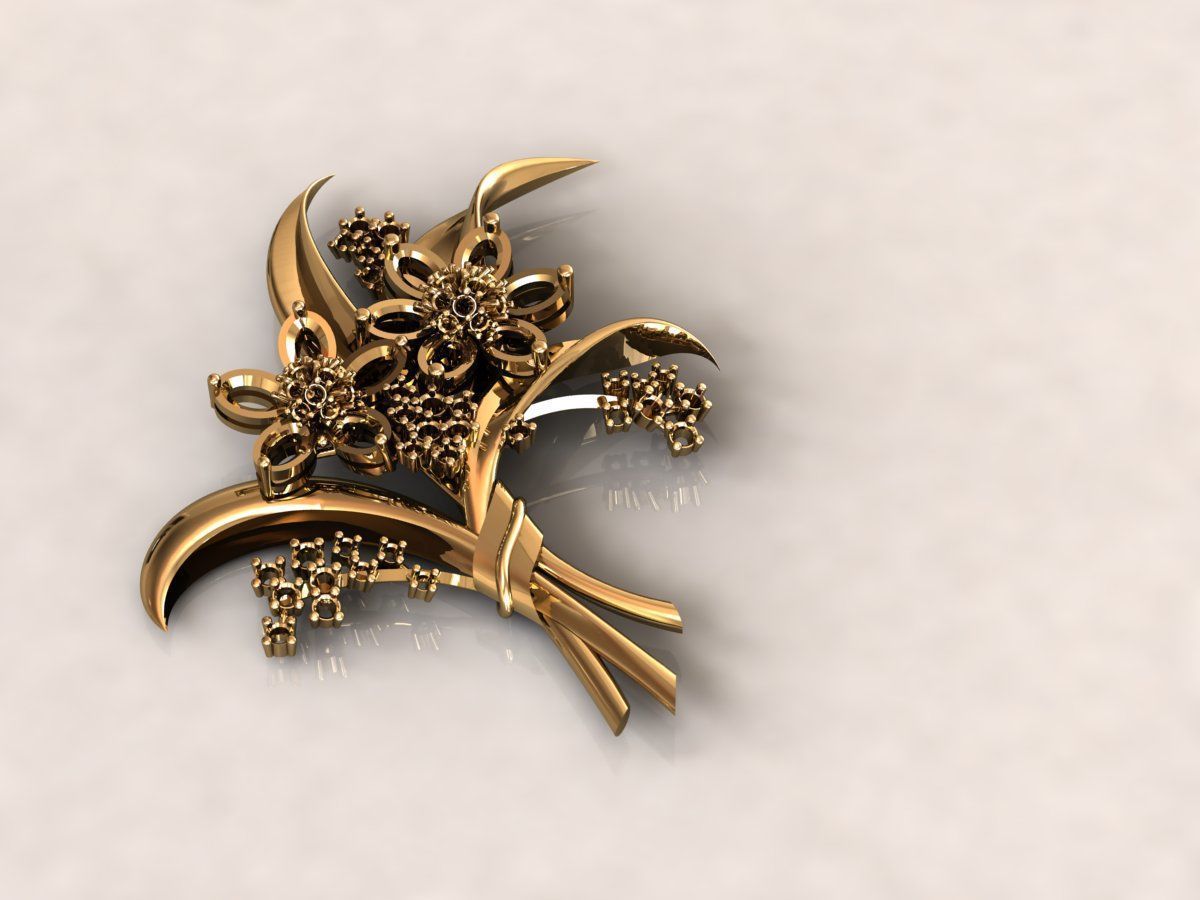 Brooche 1 Flower 3D print model_6
