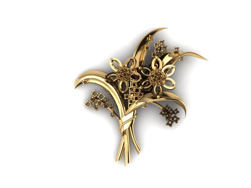 Brooche 1 Flower 3D print model_10