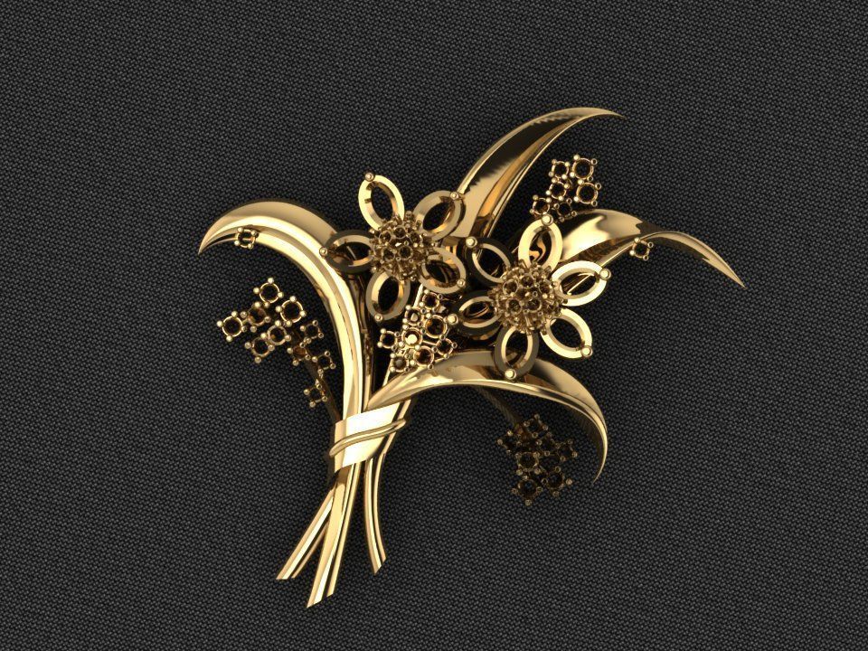 Brooche 1 Flower 3D print model_9