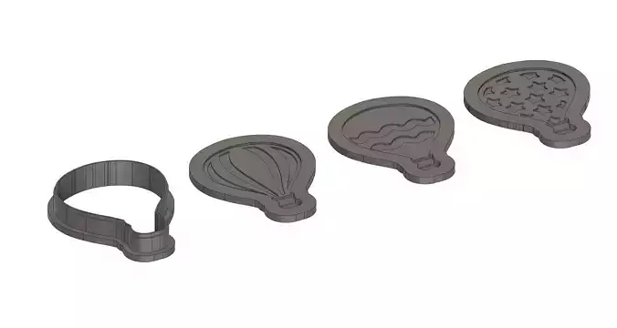 Air bloons- 3D pritable cookie and clay cutters set - 3 models 3D print model