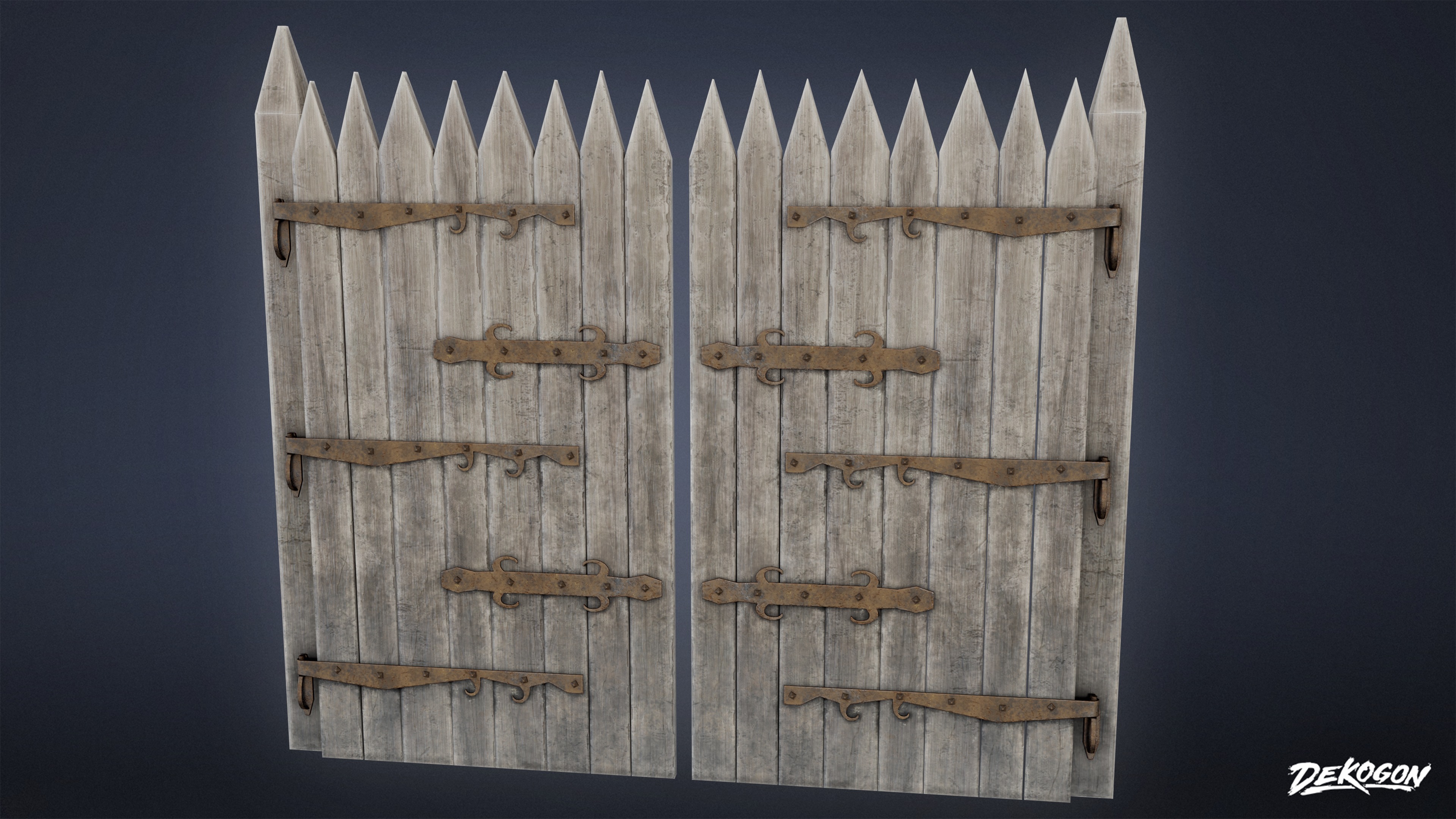 GATES AND FENCES - Gate 12 - LOW POLY Low-poly 3D model_1