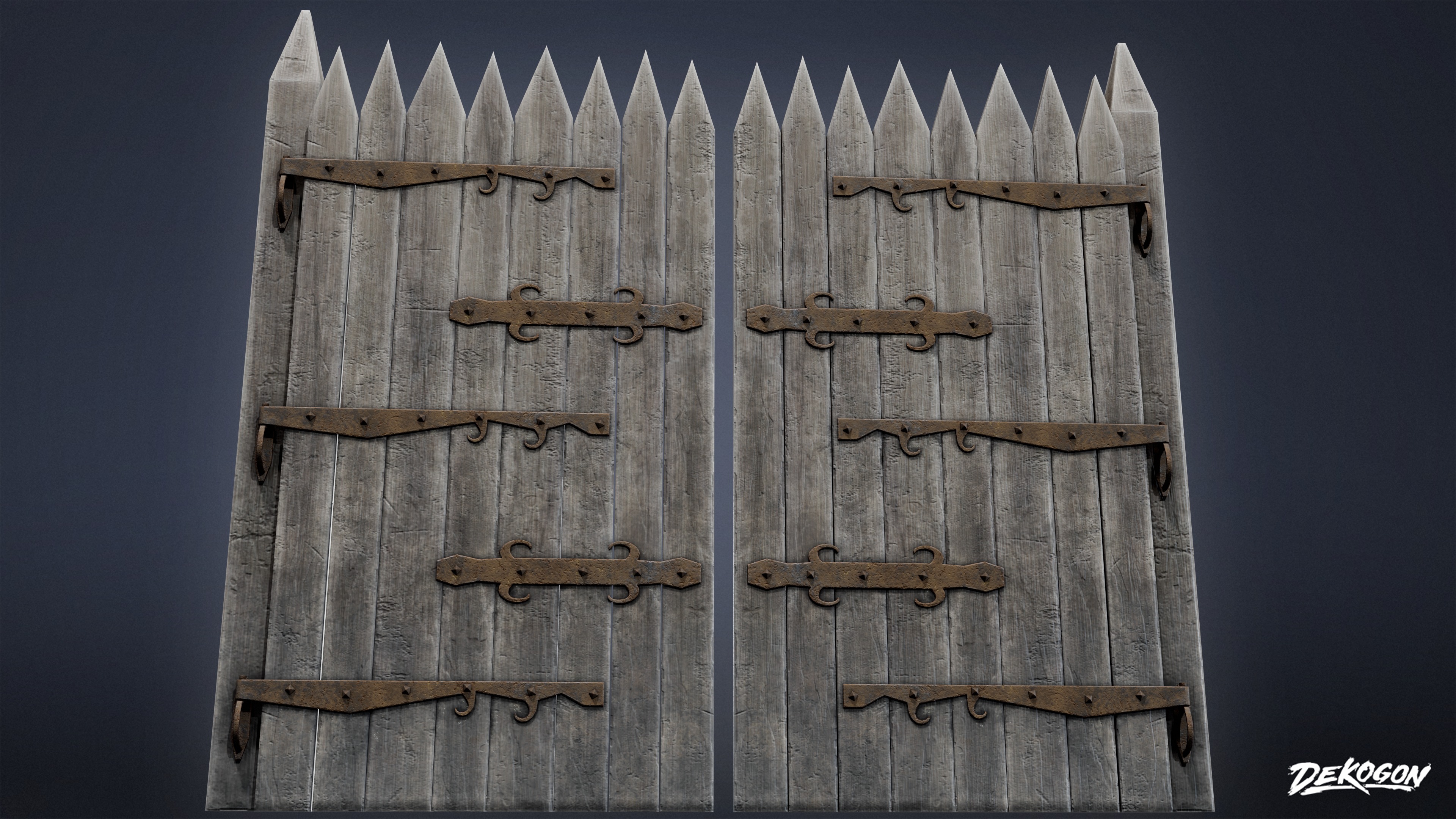 GATES AND FENCES - Gate 12 - LOW POLY Low-poly 3D model_4