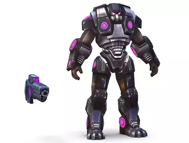 Cartoon Sci-Fi Cyborg Drone Heavy Trooper Bandit Low-poly 3D model