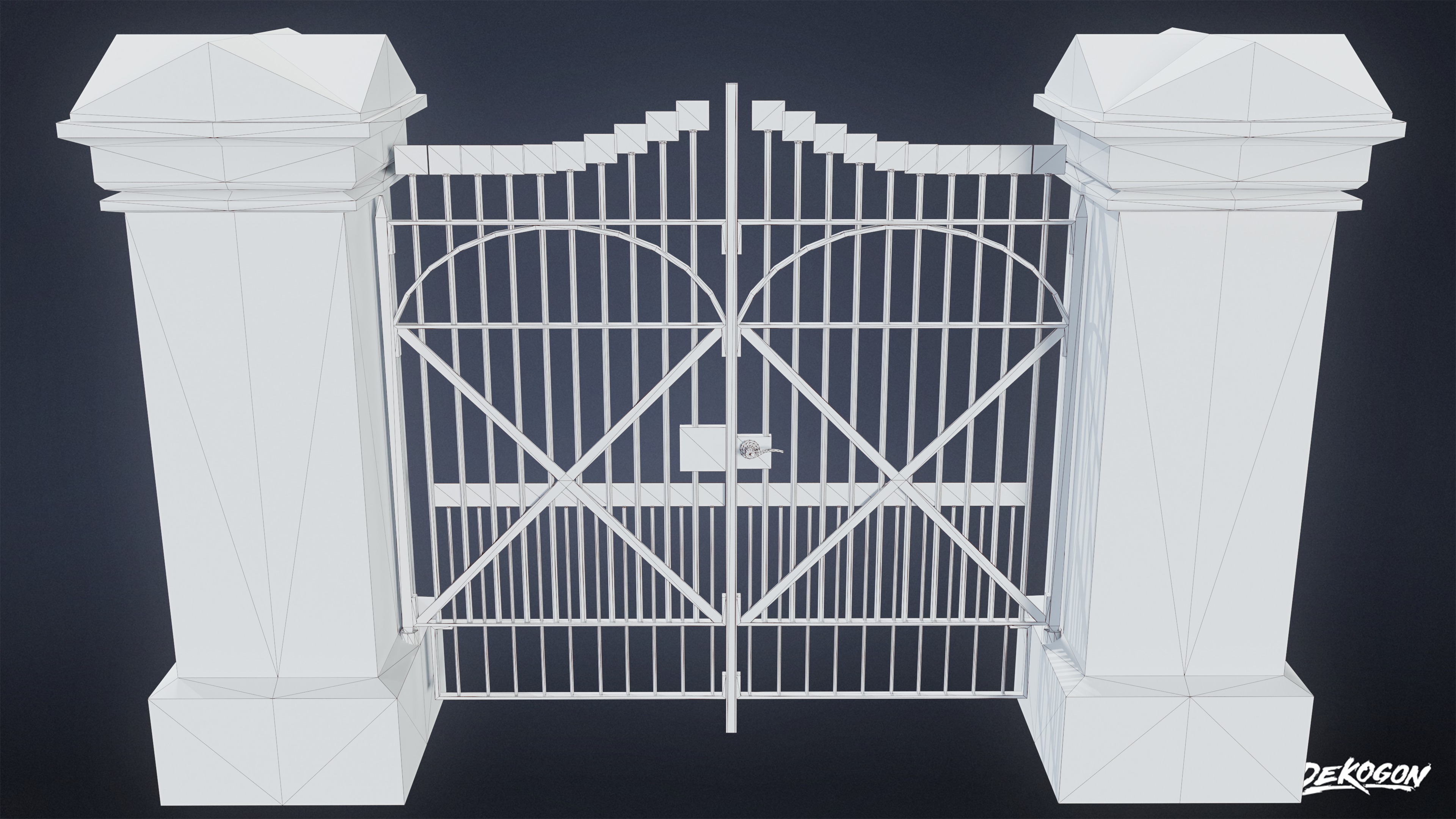 GATES AND FENCES - Gate 15 - LOW POLY Low-poly 3D model_7