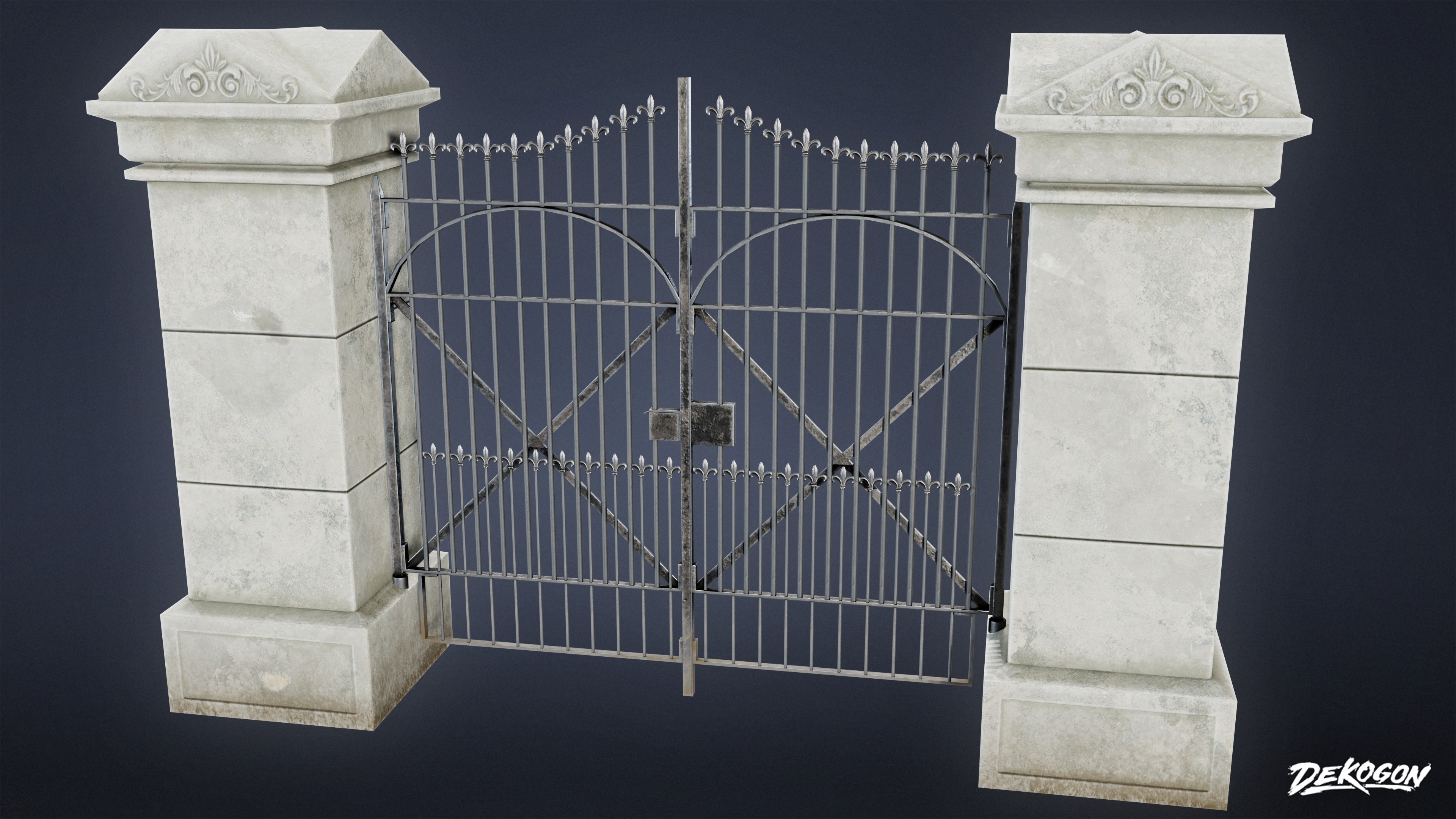GATES AND FENCES - Gate 15 - LOW POLY Low-poly 3D model_1
