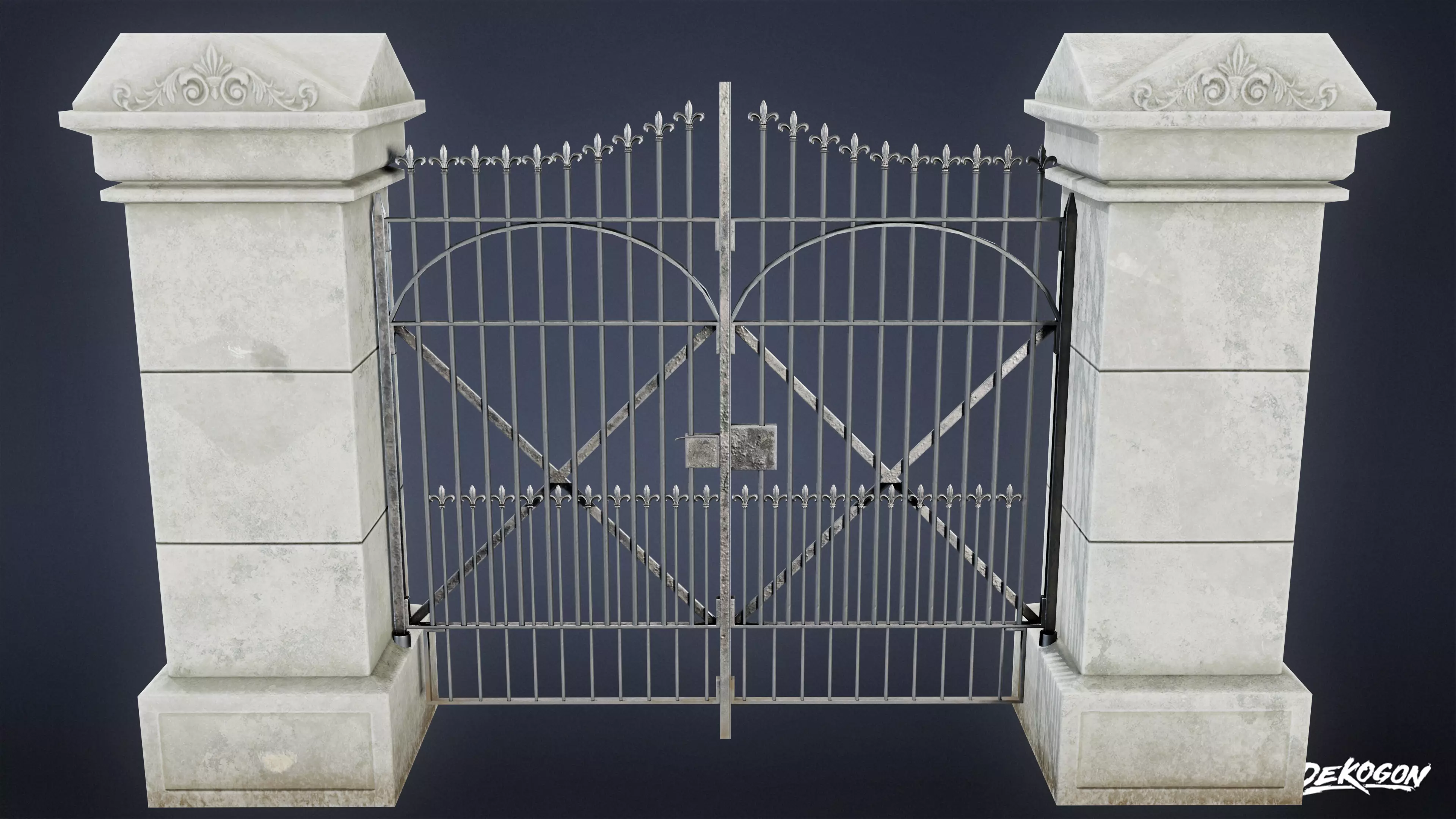 GATES AND FENCES - Gate 15 - LOW POLY Low-poly 3D model_0