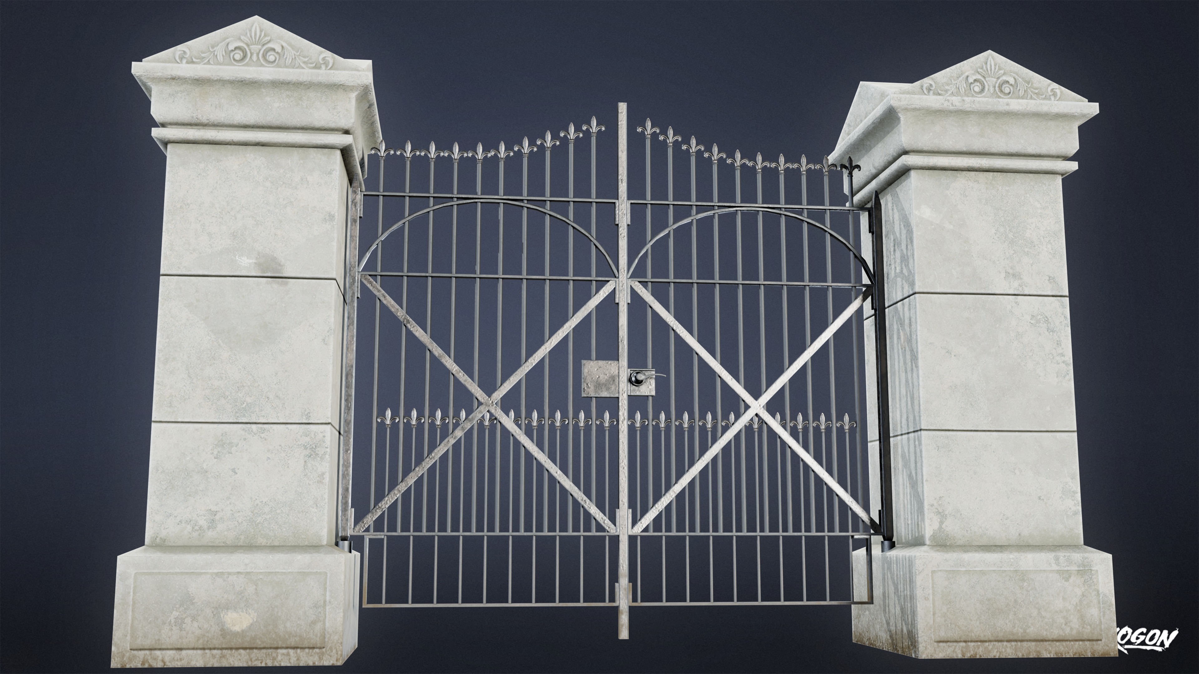 GATES AND FENCES - Gate 15 - LOW POLY Low-poly 3D model_4