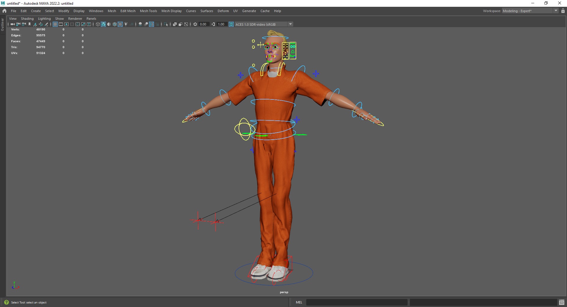 Cartoon Prisoner in Orange Jumpsuit Low-poly 3D model_24
