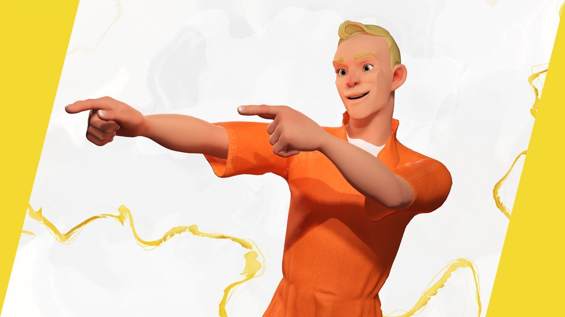 Cartoon Prisoner in Orange Jumpsuit Low-poly 3D model_14
