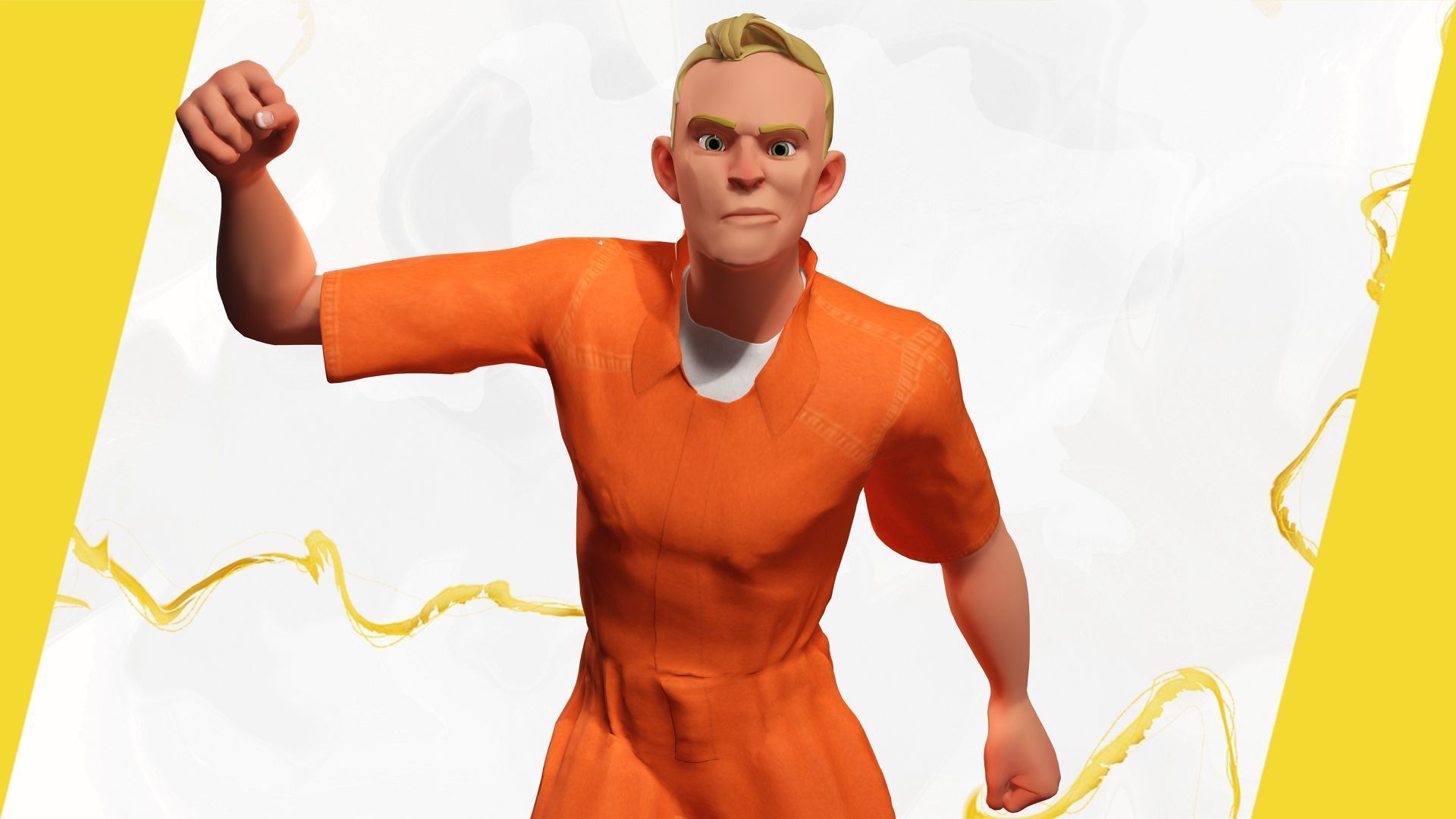 Cartoon Prisoner in Orange Jumpsuit Low-poly 3D model_15