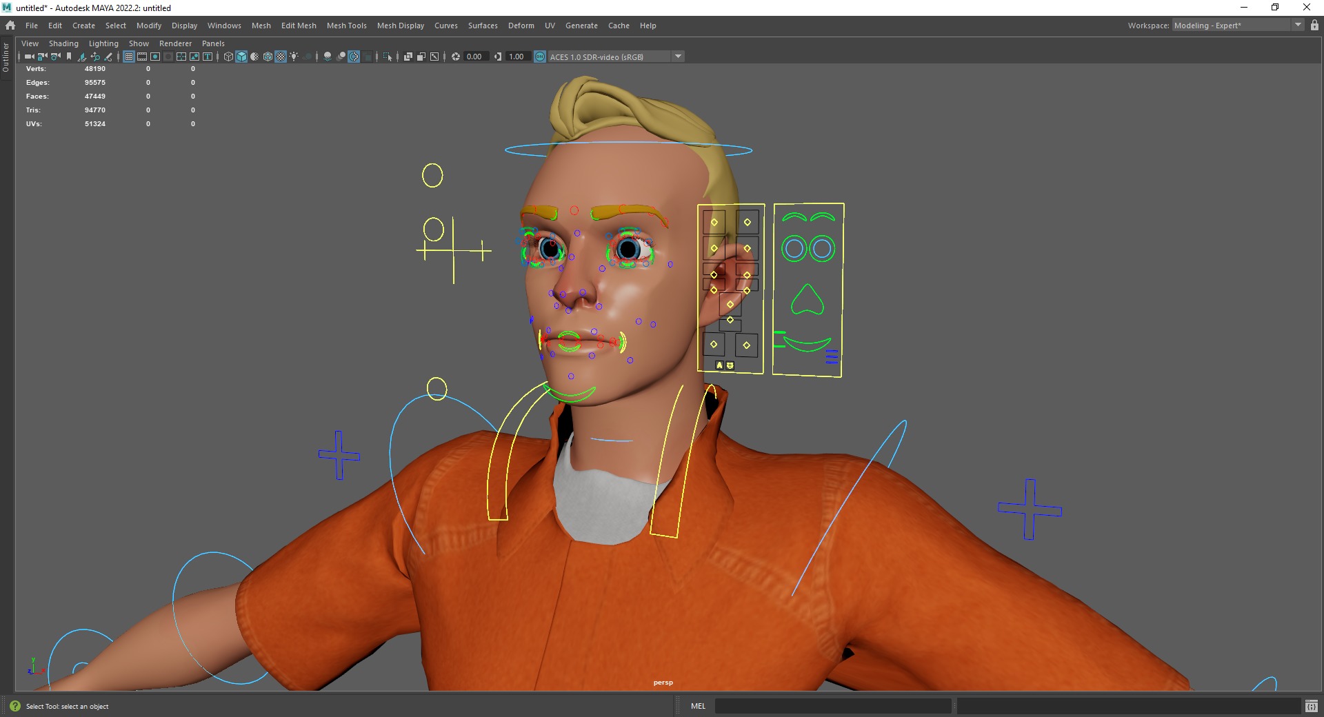 Cartoon Prisoner in Orange Jumpsuit Low-poly 3D model_25