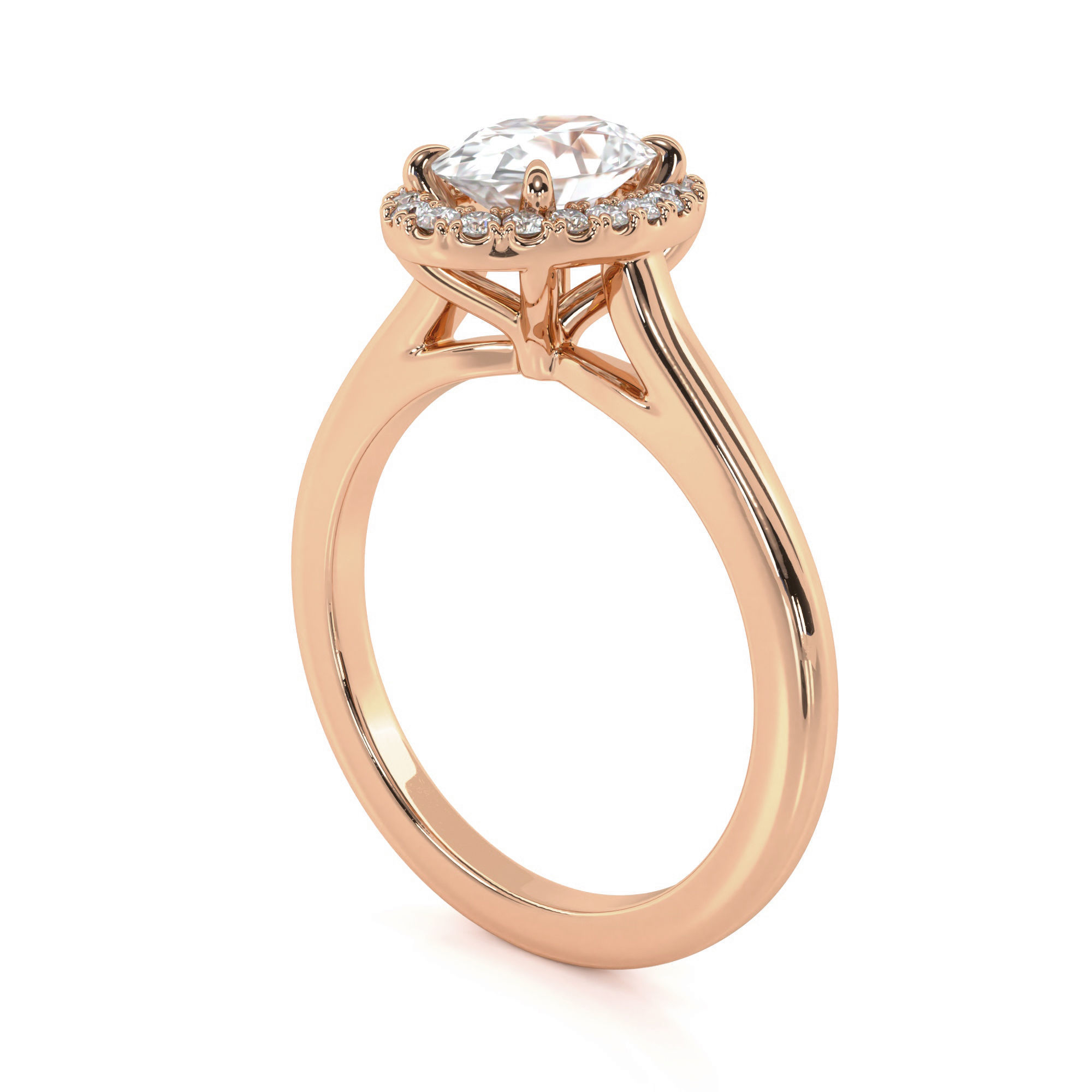 Oval Cut Halo Engagement Ring 3D print model_9