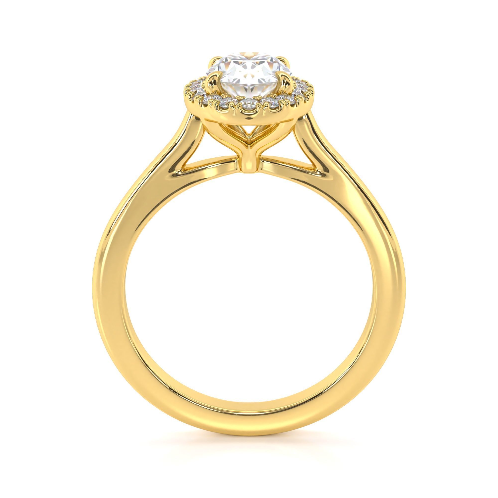 Oval Cut Halo Engagement Ring 3D print model_11