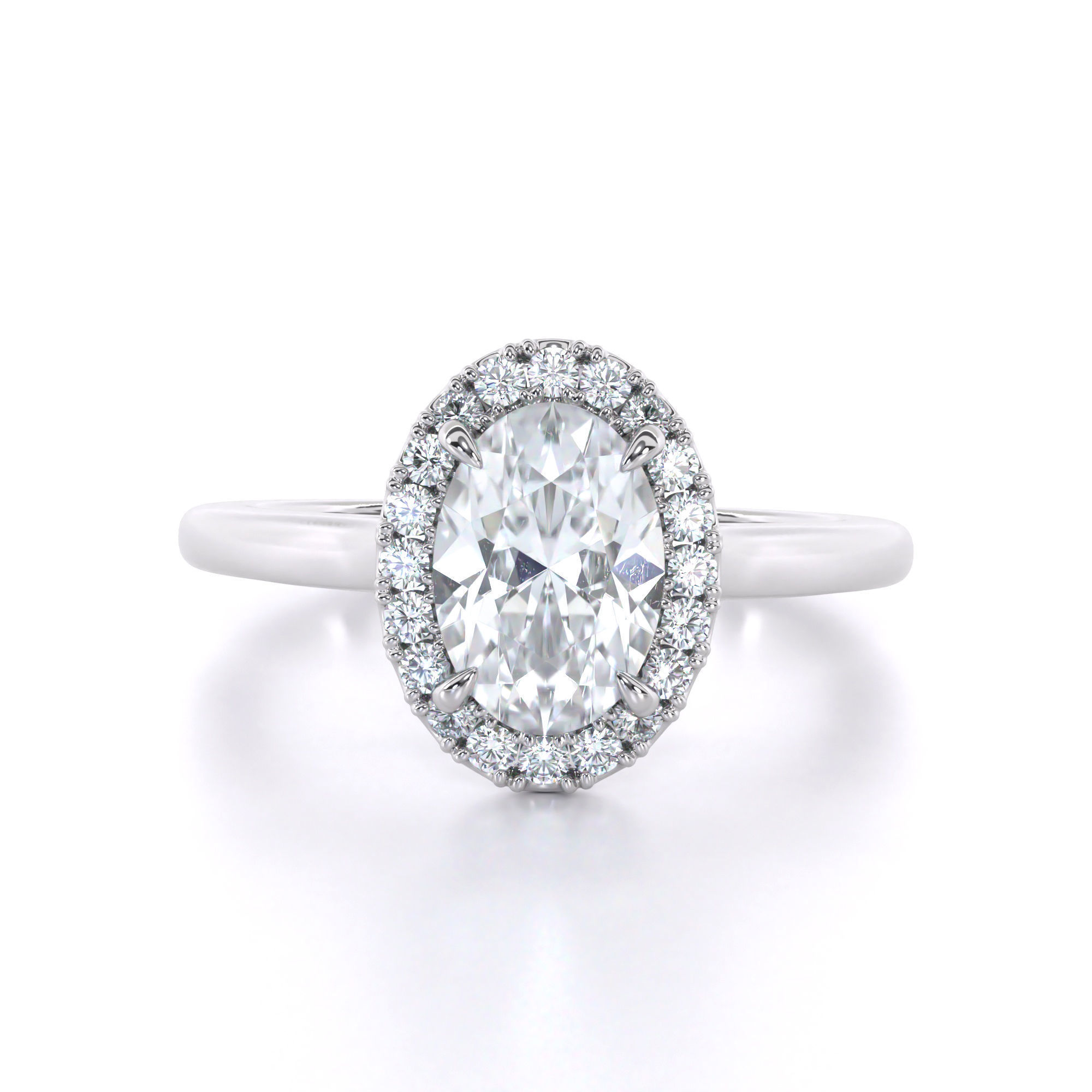 Oval Cut Halo Engagement Ring 3D print model_4