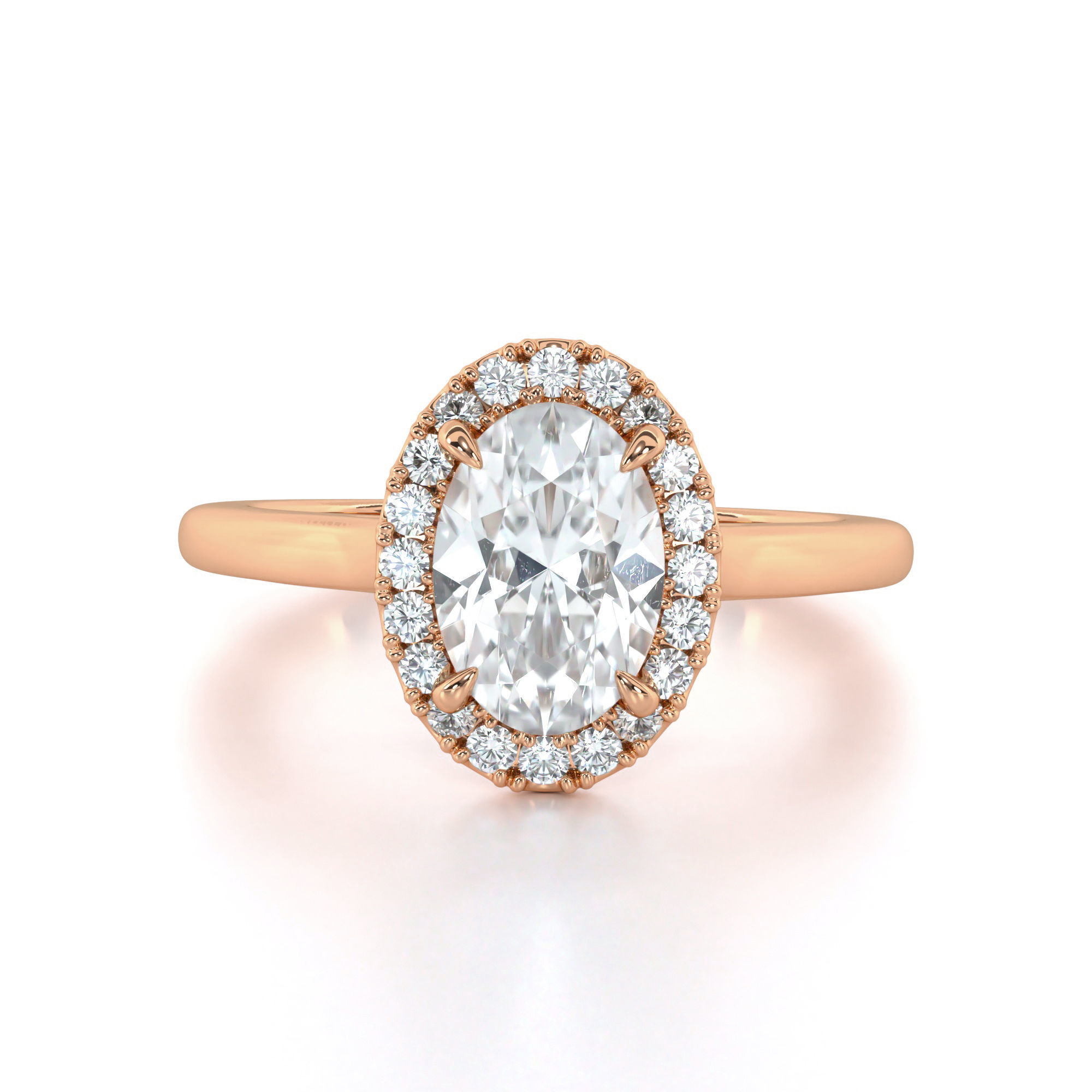 Oval Cut Halo Engagement Ring 3D print model_6