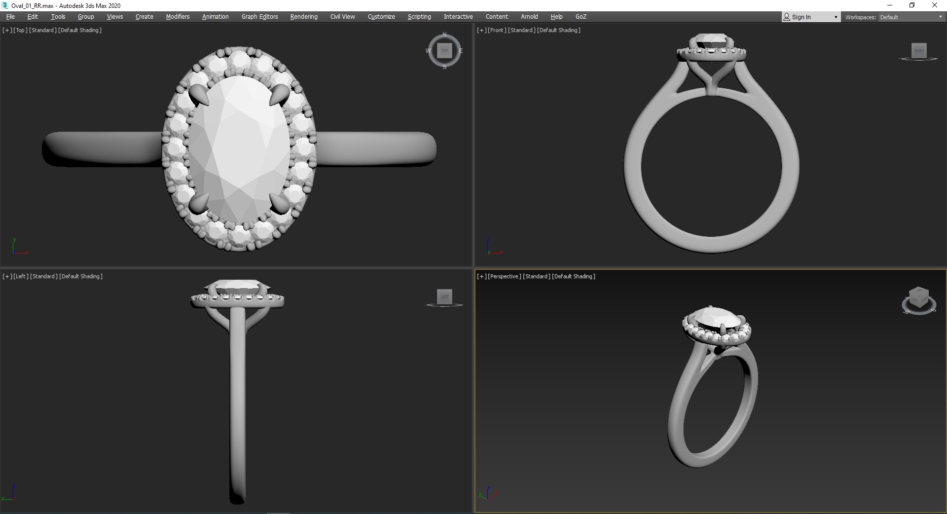 Oval Cut Halo Engagement Ring 3D print model_22