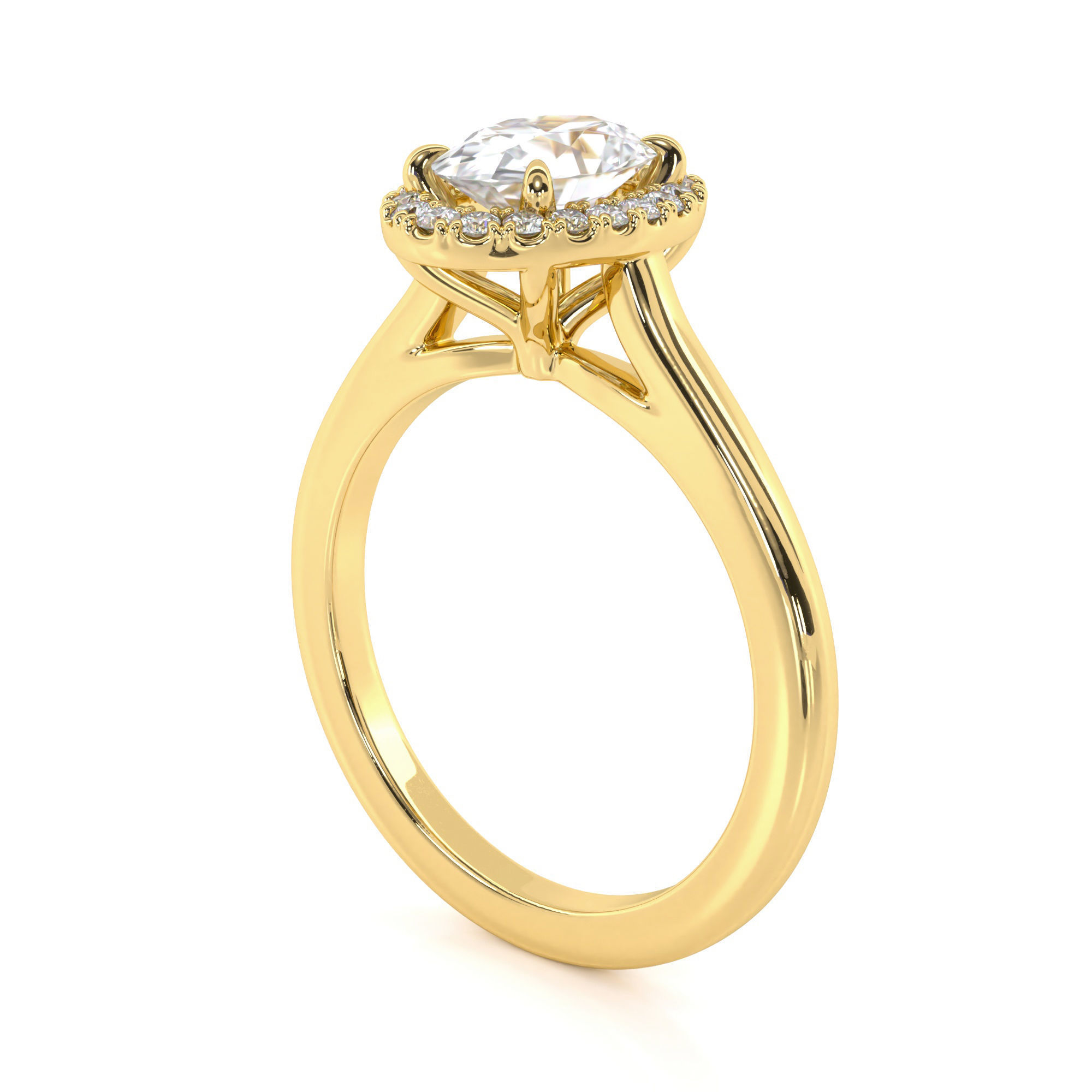 Oval Cut Halo Engagement Ring 3D print model_8