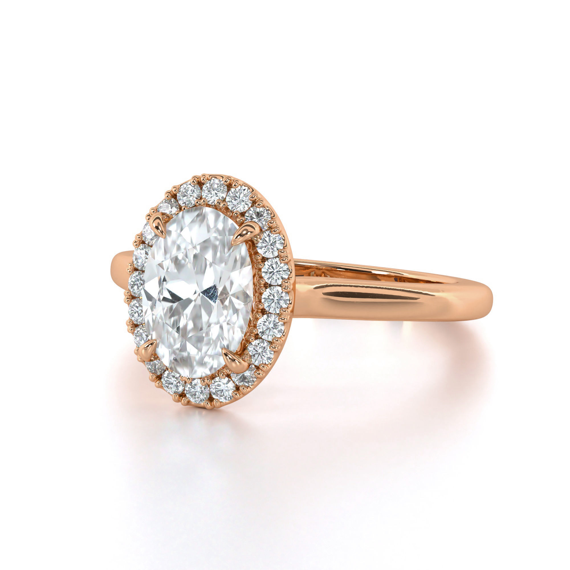 Oval Cut Halo Engagement Ring 3D print model_3