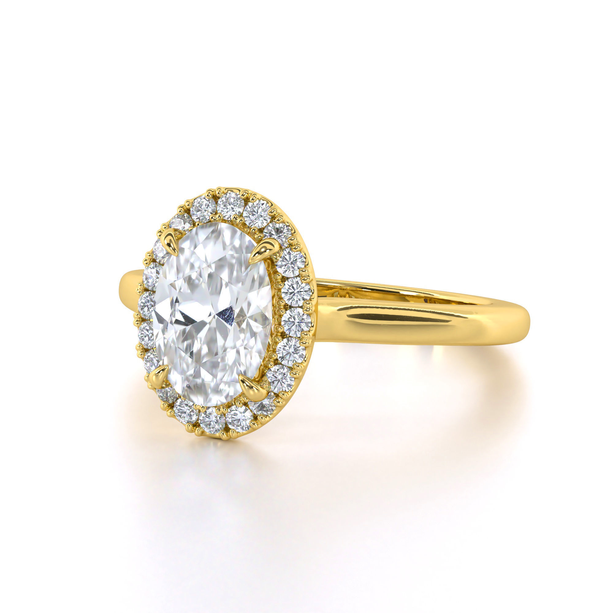 Oval Cut Halo Engagement Ring 3D print model_2