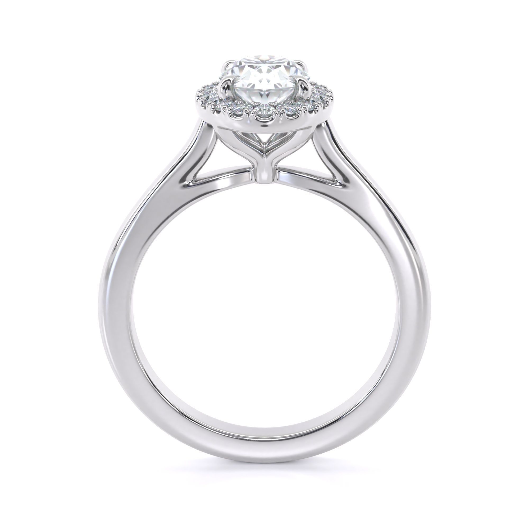 Oval Cut Halo Engagement Ring 3D print model_10