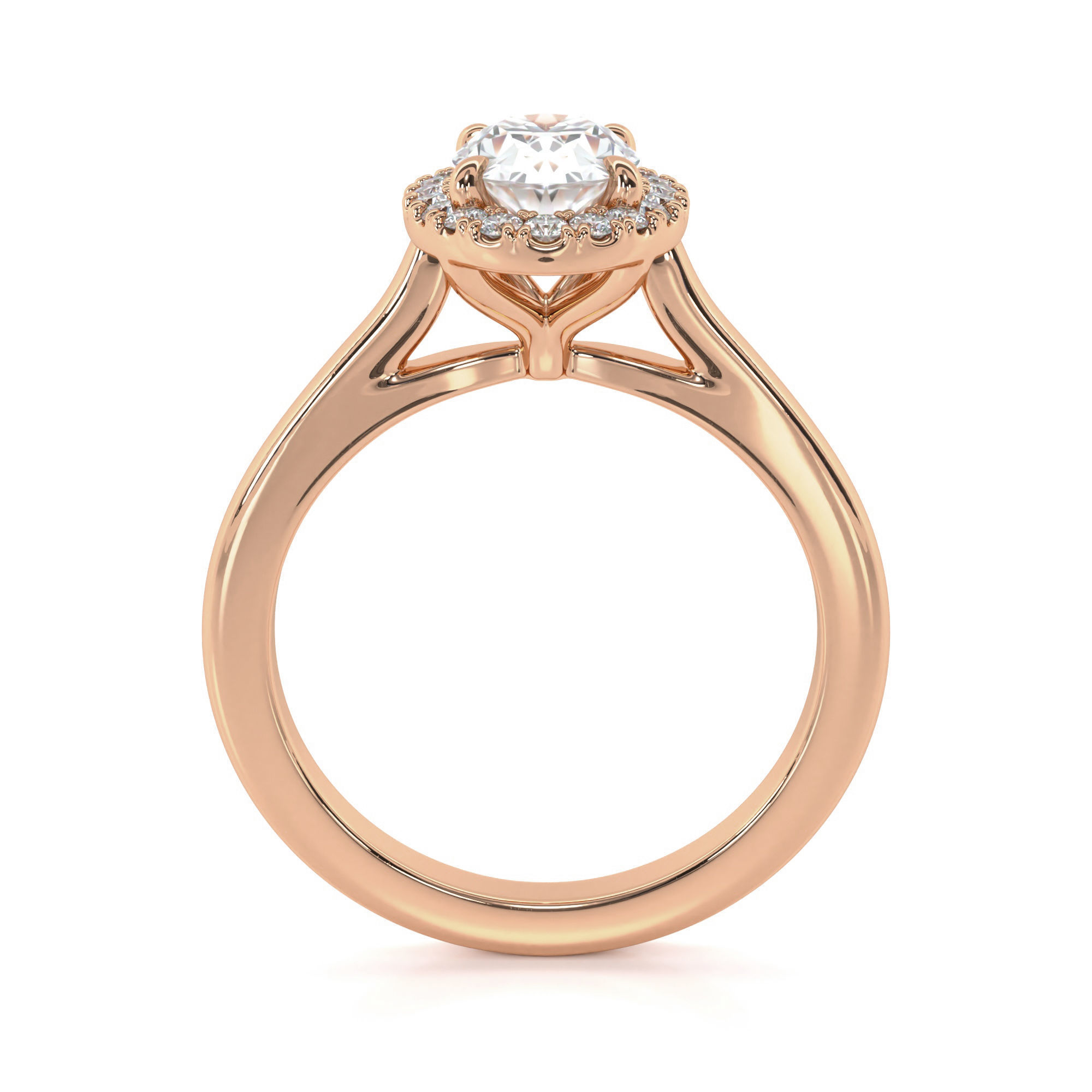 Oval Cut Halo Engagement Ring 3D print model_12