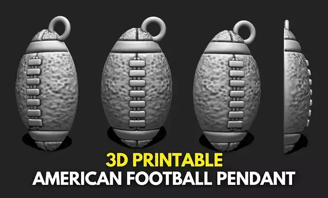 American Football Ball Pendant - Necklace - Jewelry - Keychain 3D print model
