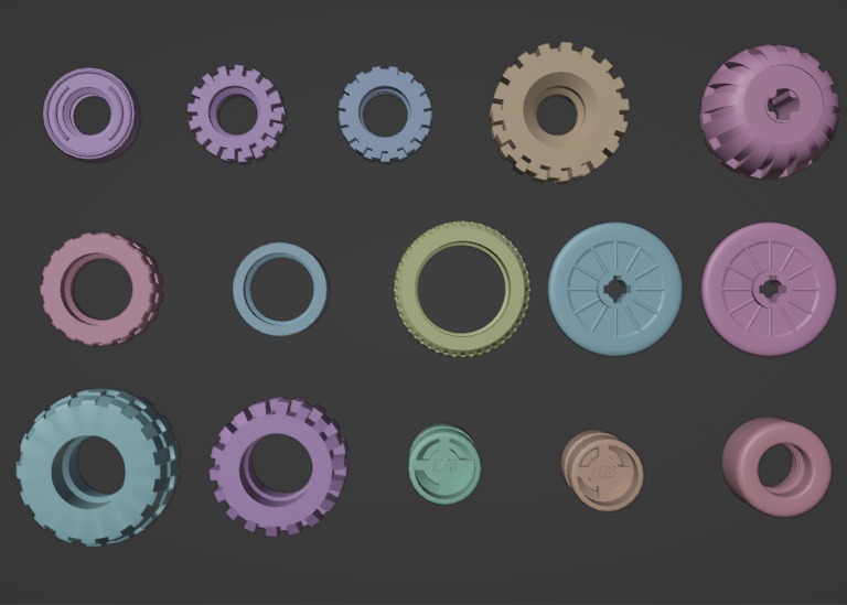 Lego Tire pack Low-poly 3D model_19